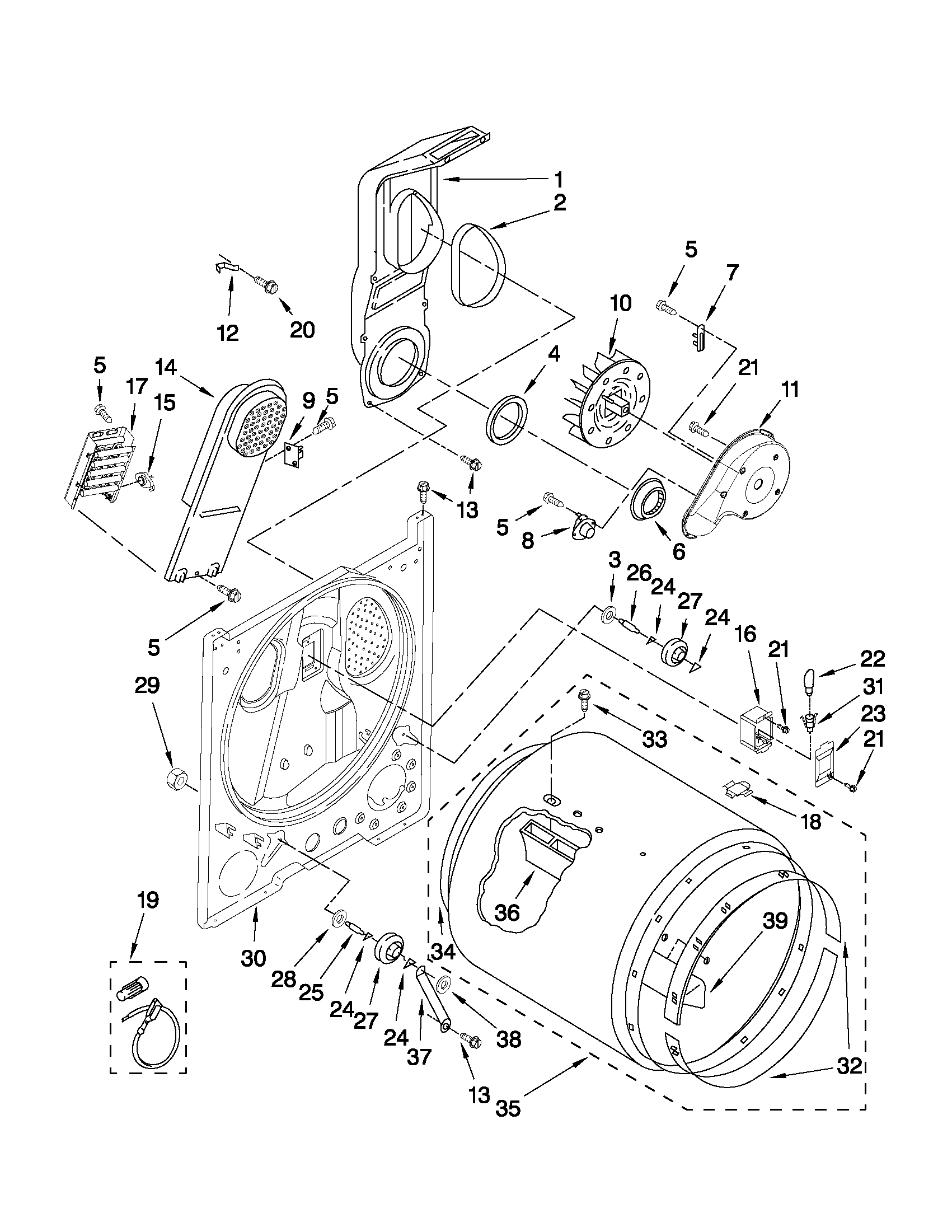 Whirlpool WED4850XQ2 bulkhead parts diagram