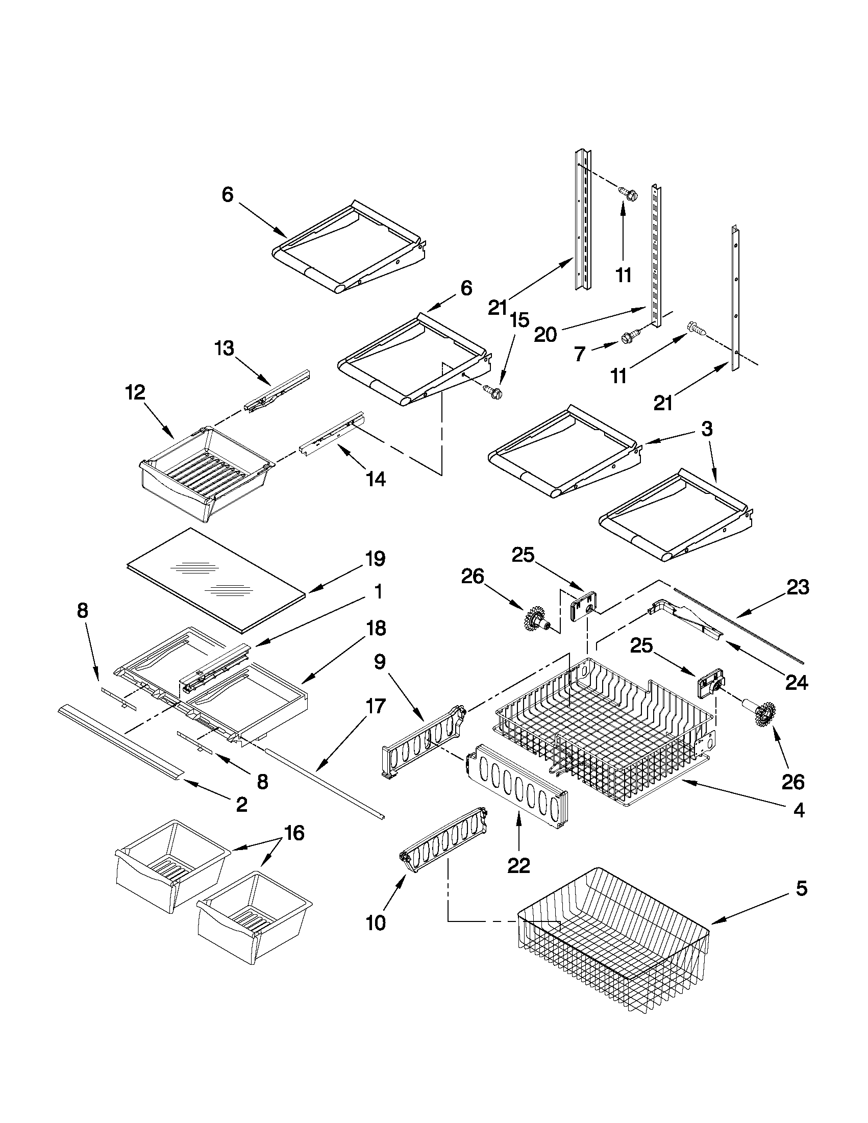 Whirlpool GB2FHDXWQ04 shelf parts diagram