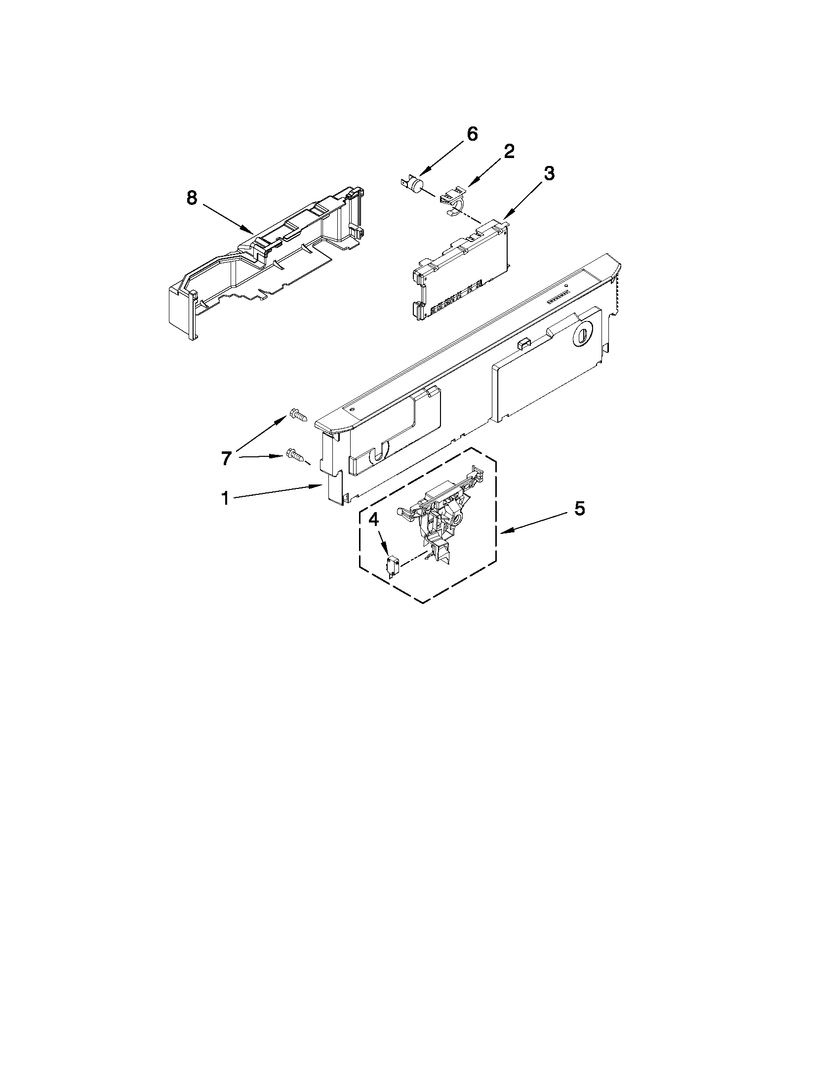 Maytag MDB6769AWQ1 control panel and latch parts diagram