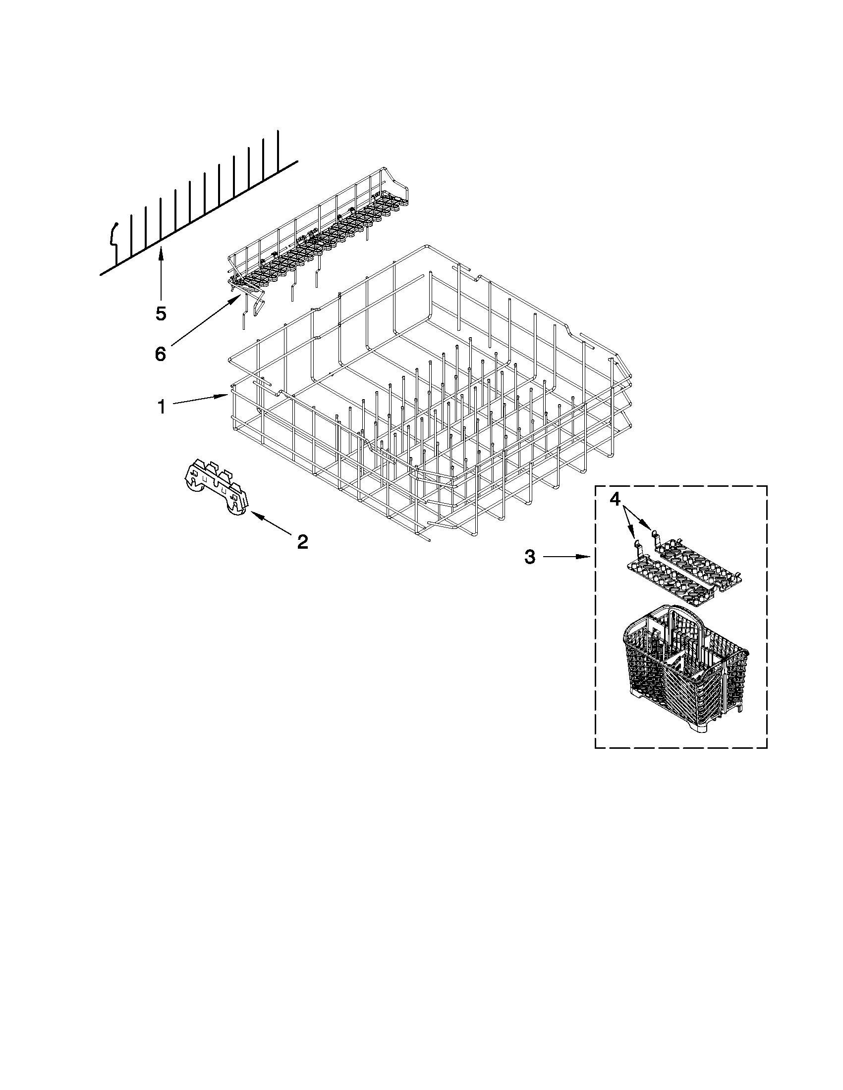 Maytag MDB6769AWQ1 lower rack parts diagram