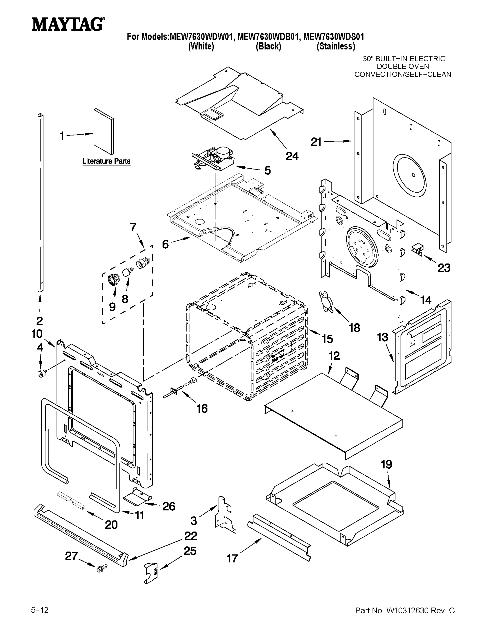 Maytag MEW7630WDS01 lower oven parts diagram
