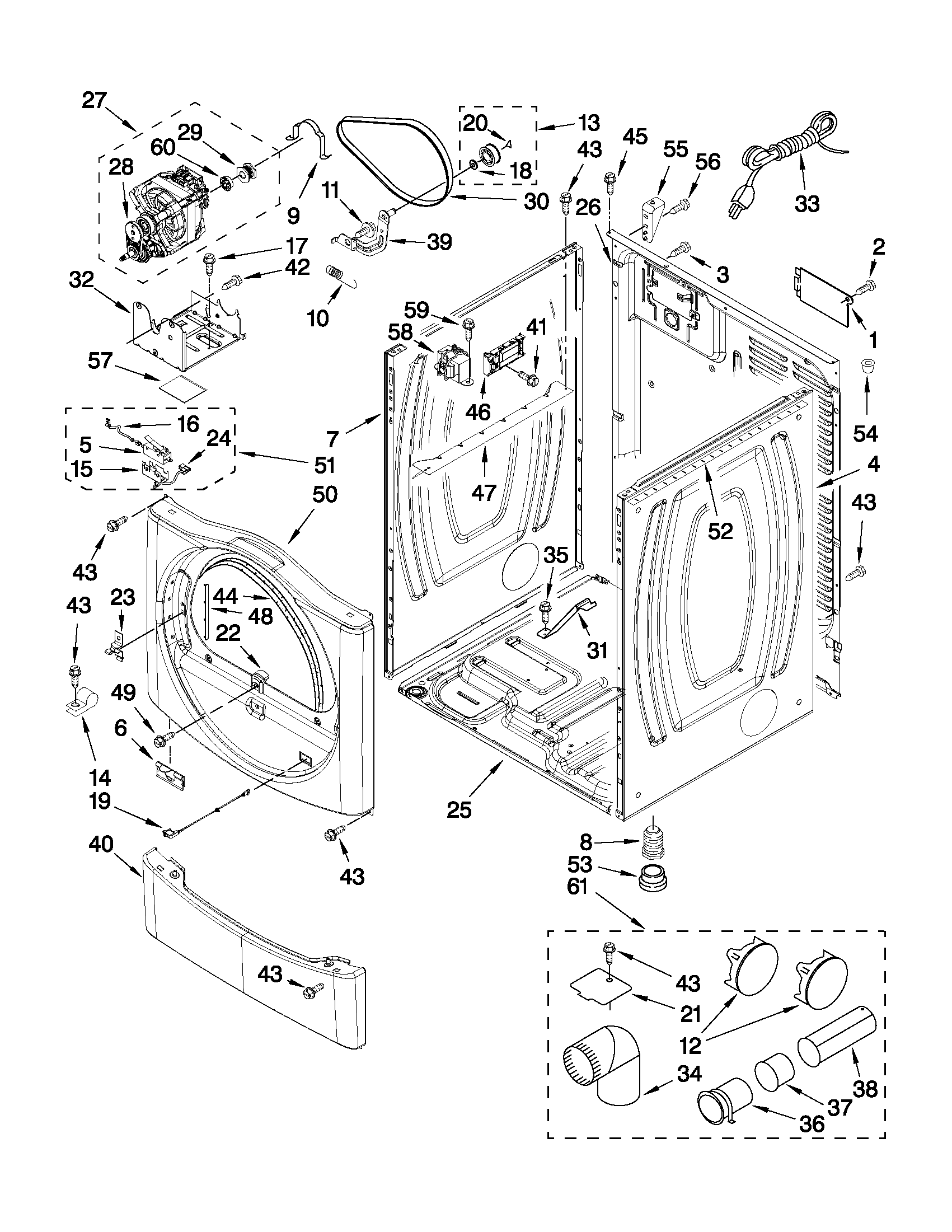 Maytag MDG25PDAWW0 cabinet parts diagram
