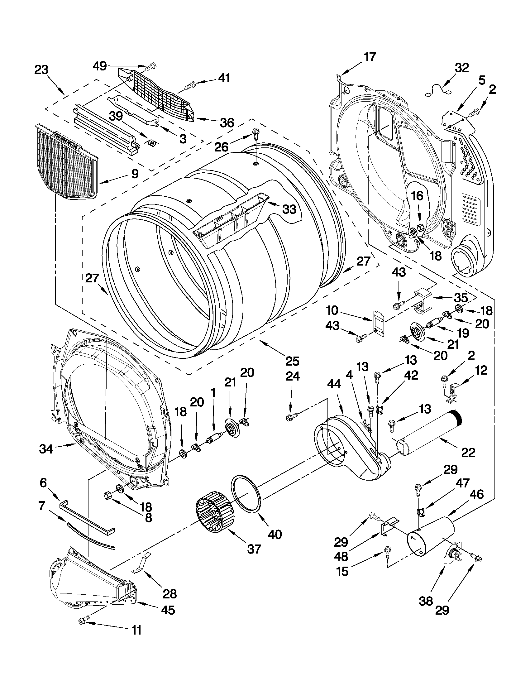 Maytag MDG25PDAWW0 bulkhead parts diagram