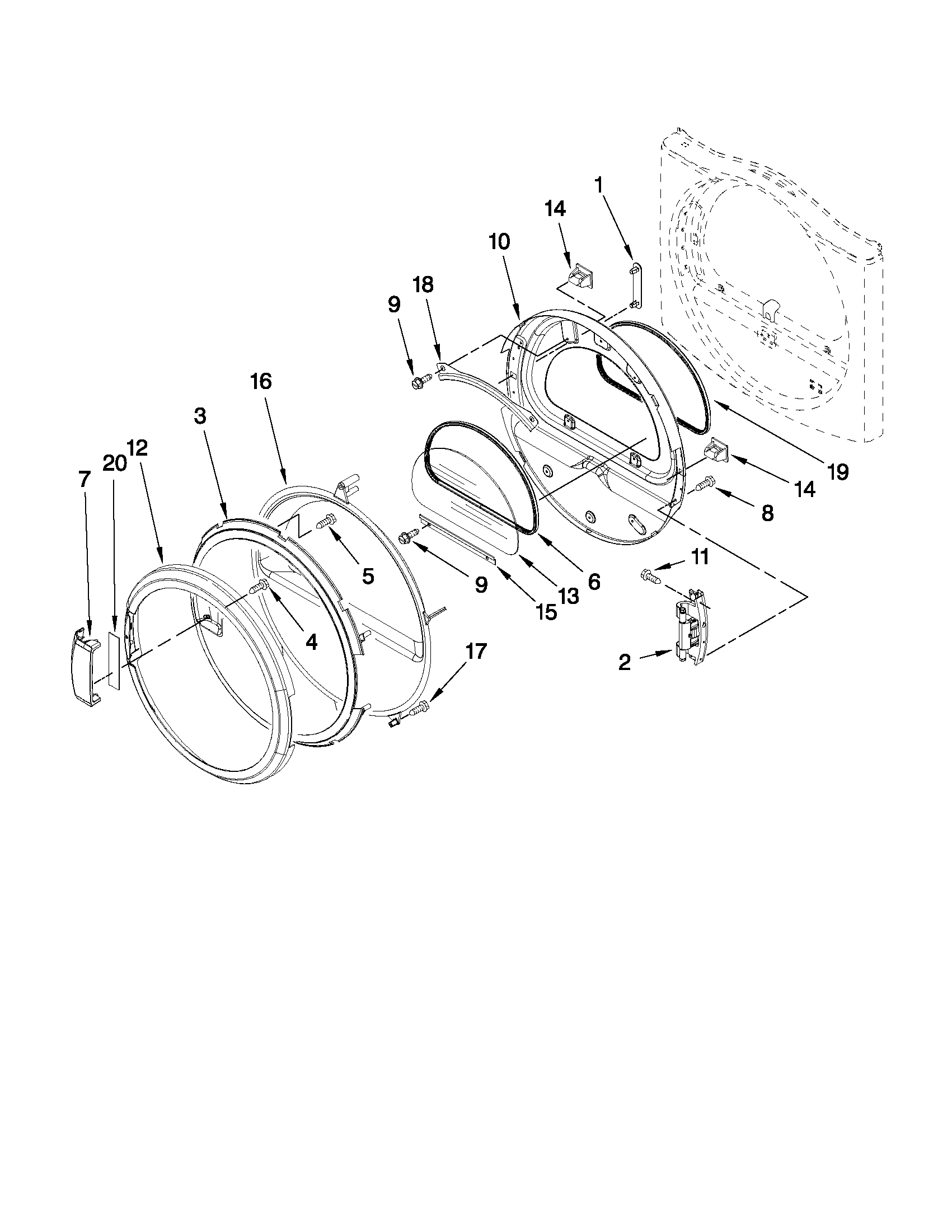 Maytag MDG25PDAWW0 door parts diagram