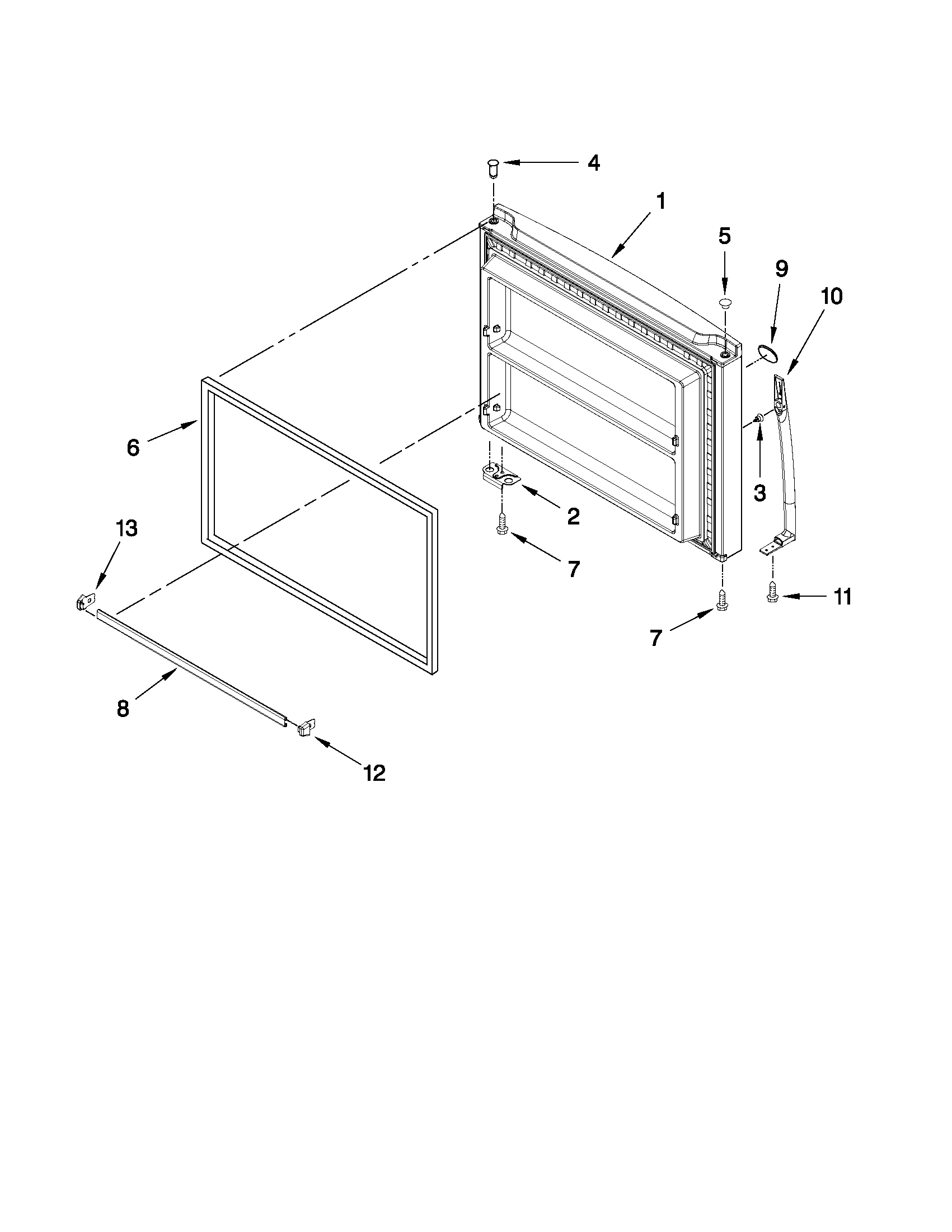 Maytag M9BXXGMYB00 freezer door parts diagram