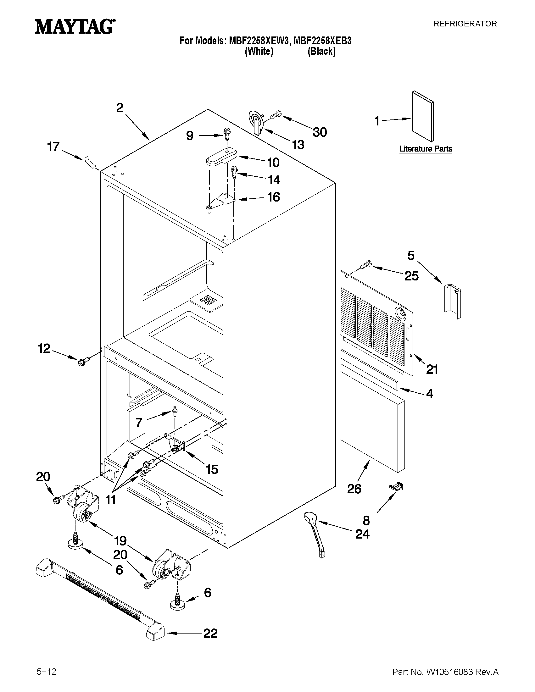 Maytag MBF2258XEB3 cabinet parts diagram