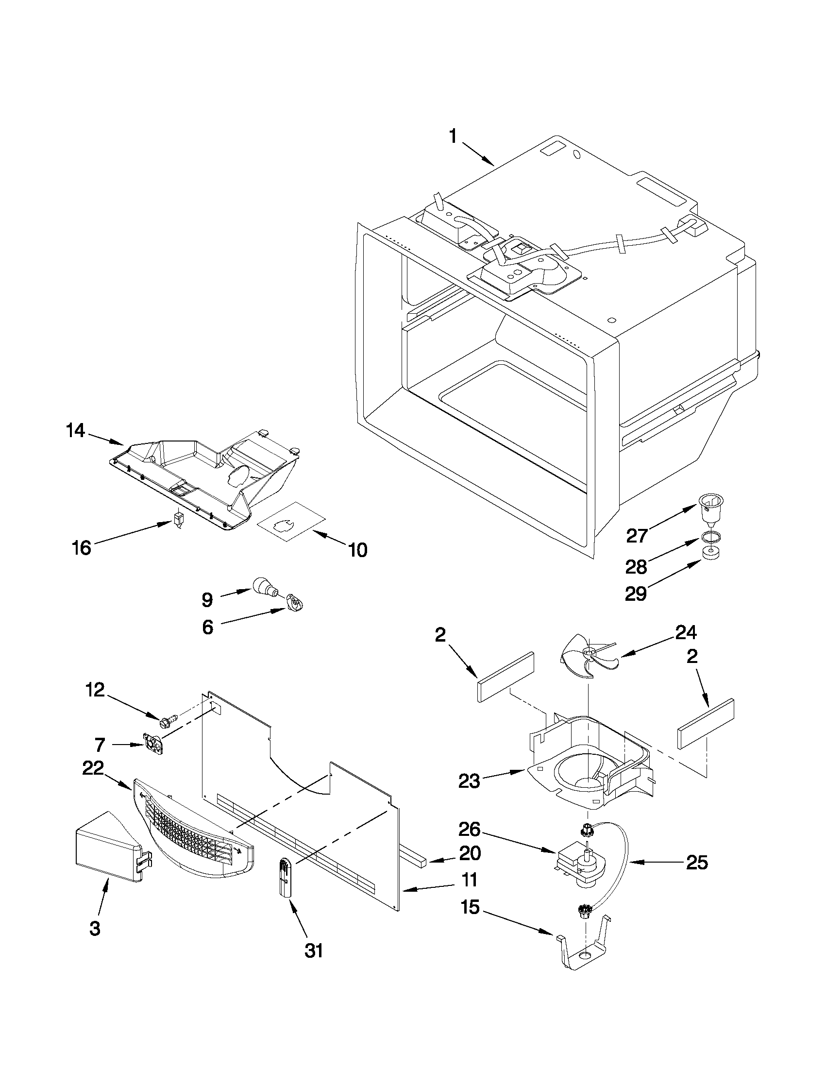Maytag MBF1953YEW2 freezer liner parts diagram