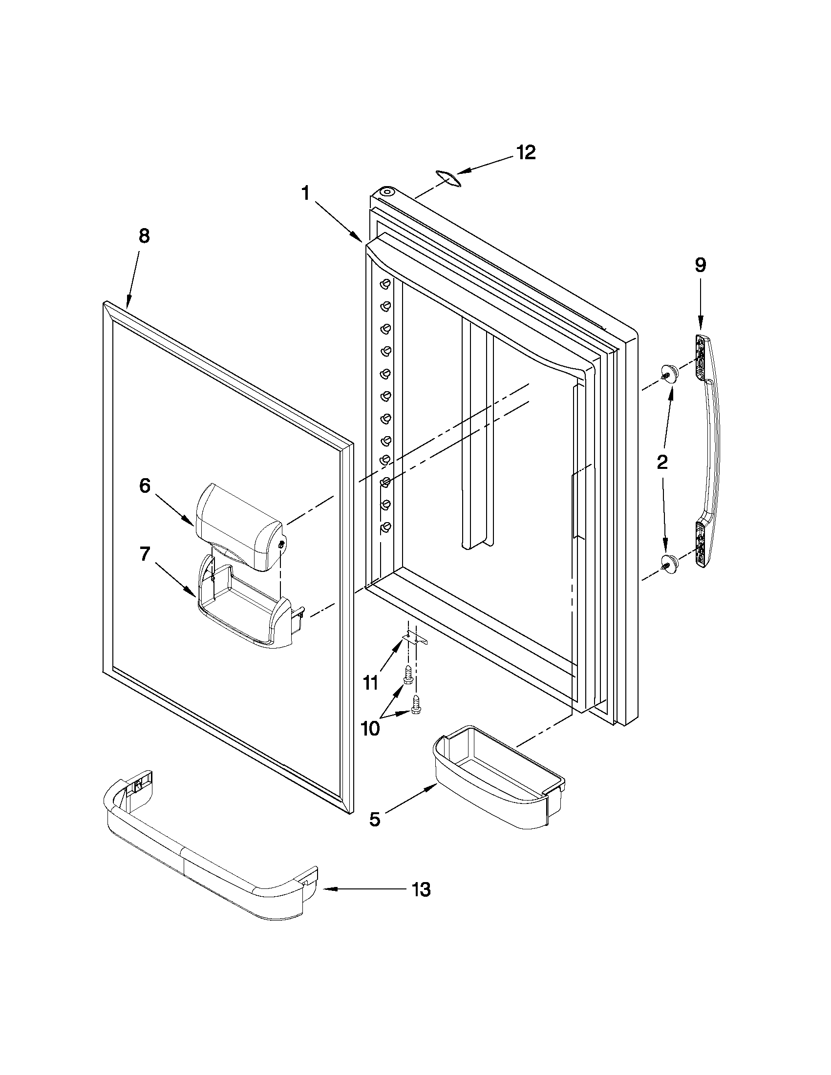 Maytag MBF1953YEW2 refrigerator door parts diagram