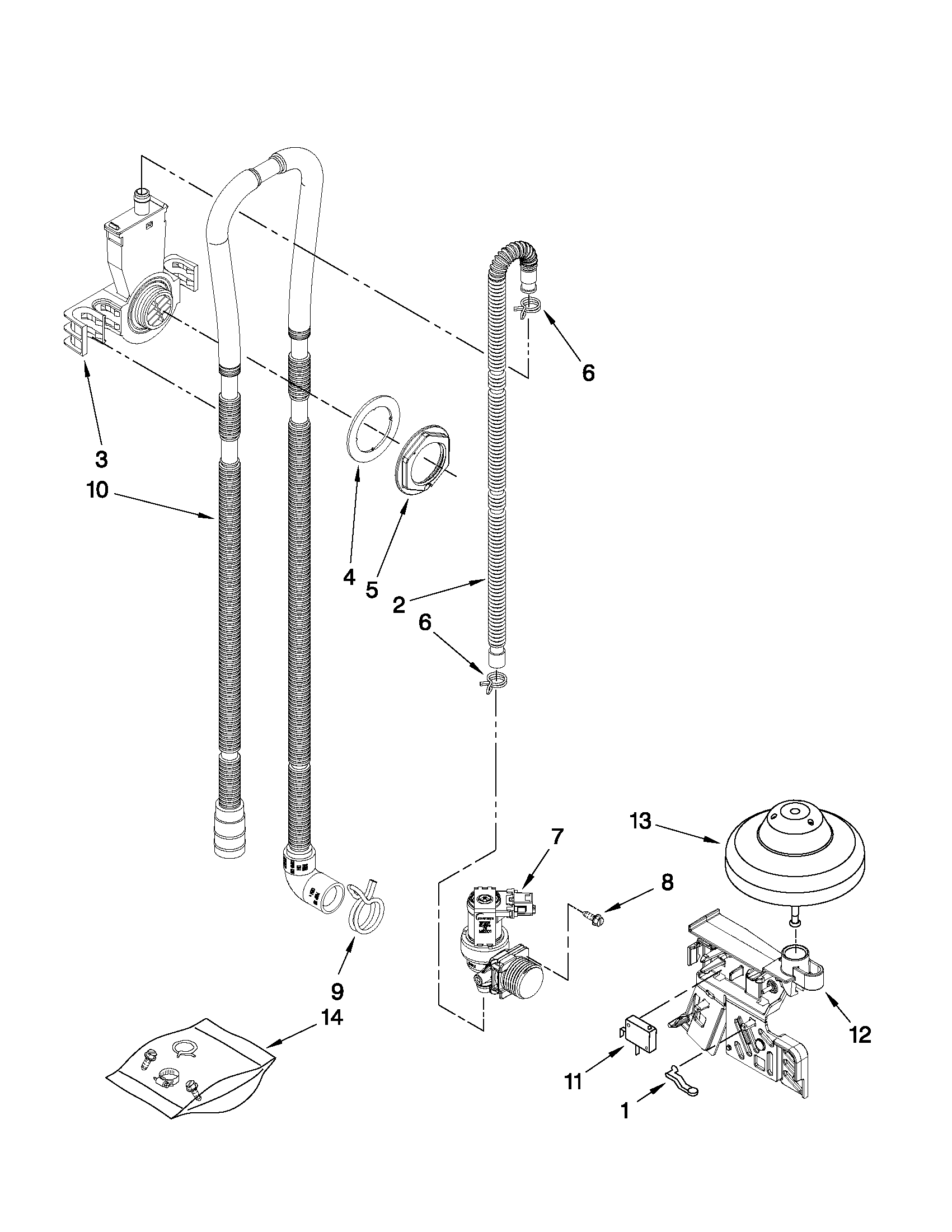 Maytag MDB6769PAB1 fill, drain and overfill parts diagram