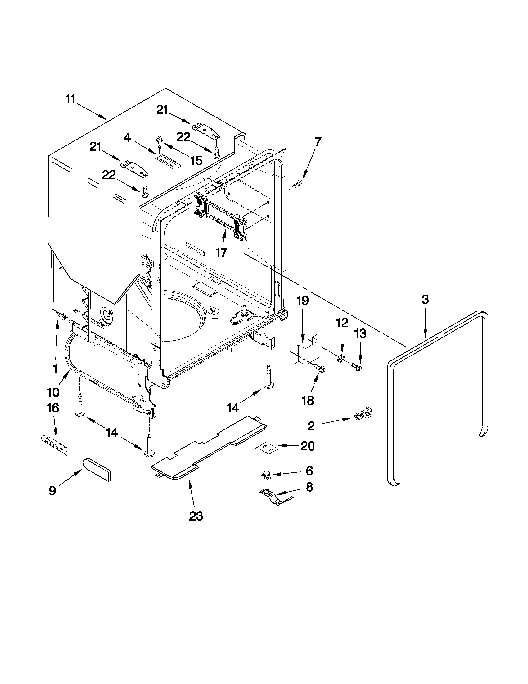 Maytag MDB6769PAB1 tub and frame parts diagram