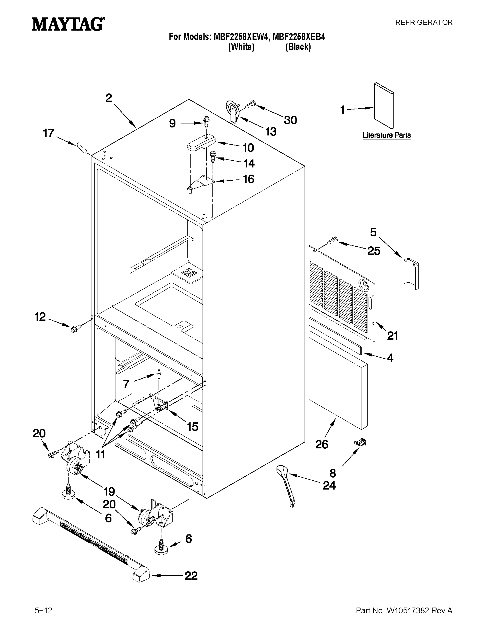 Maytag MBF2258XEB4 cabinet parts diagram