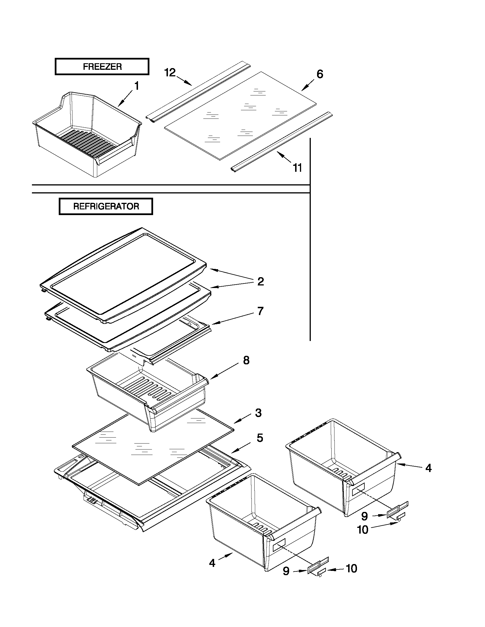 Whirlpool W8RXNGMWQ01 shelf parts diagram