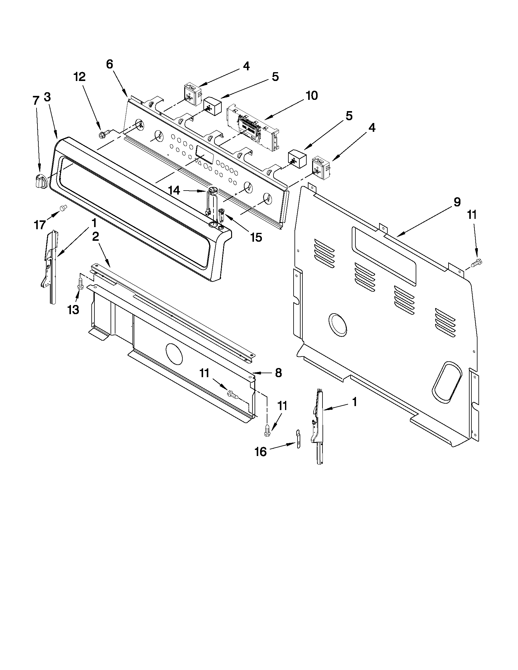 Whirlpool YGFE461LVB0 control panel parts diagram