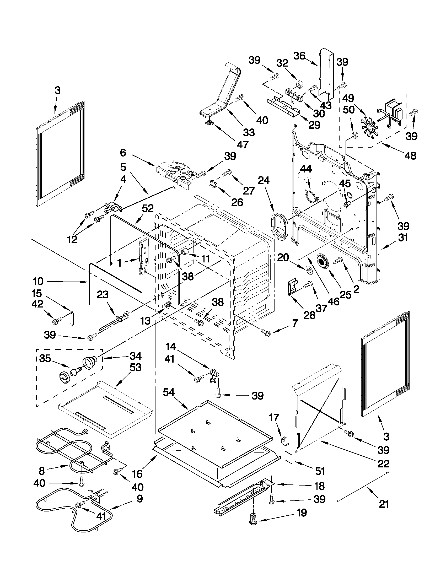 Whirlpool YGFE461LVB0 chassis parts diagram