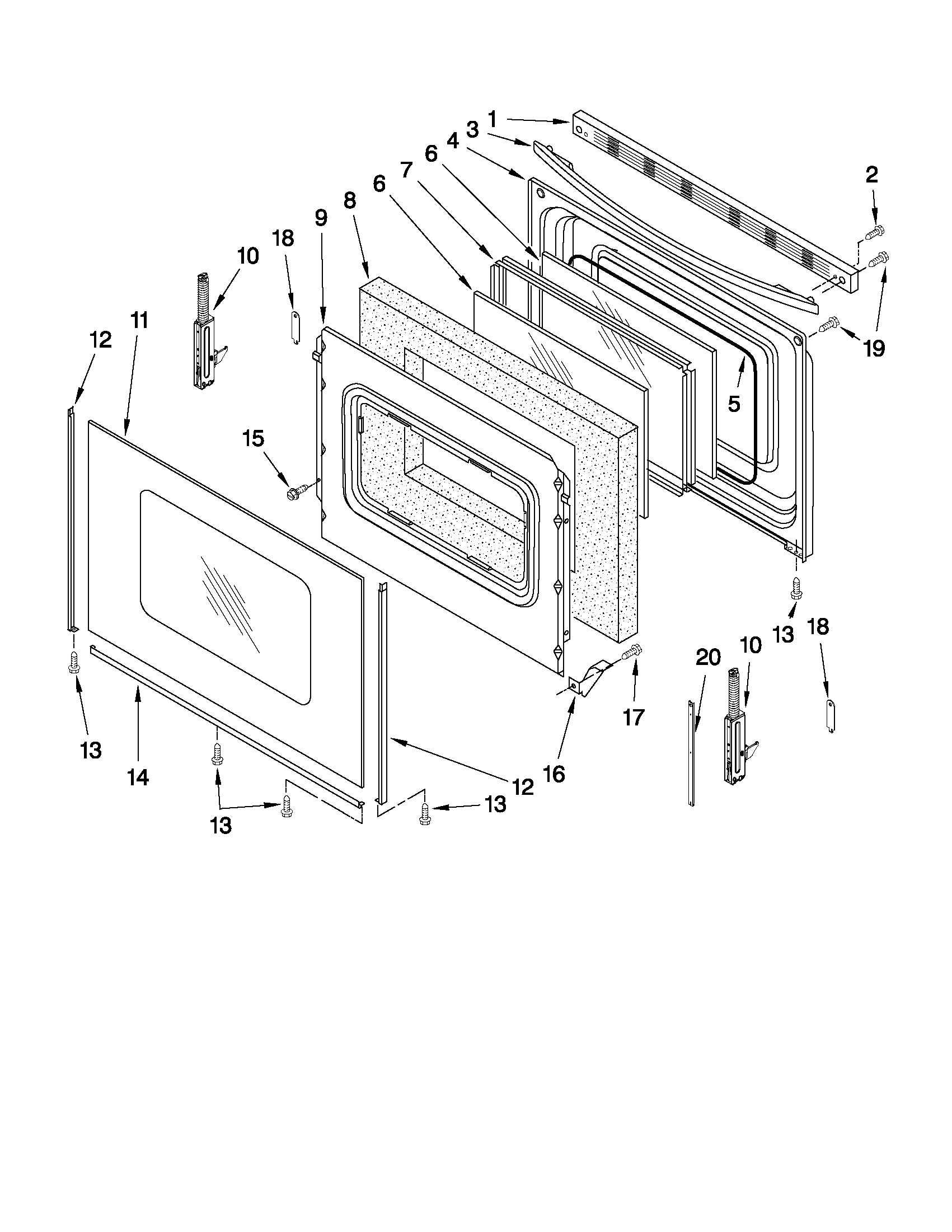 Whirlpool YGFE461LVB0 door parts diagram