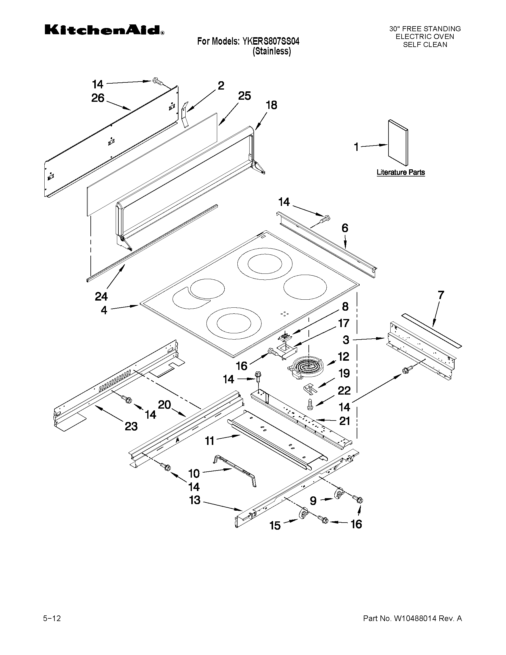 KitchenAid YKERS807SS04 cooktop parts diagram