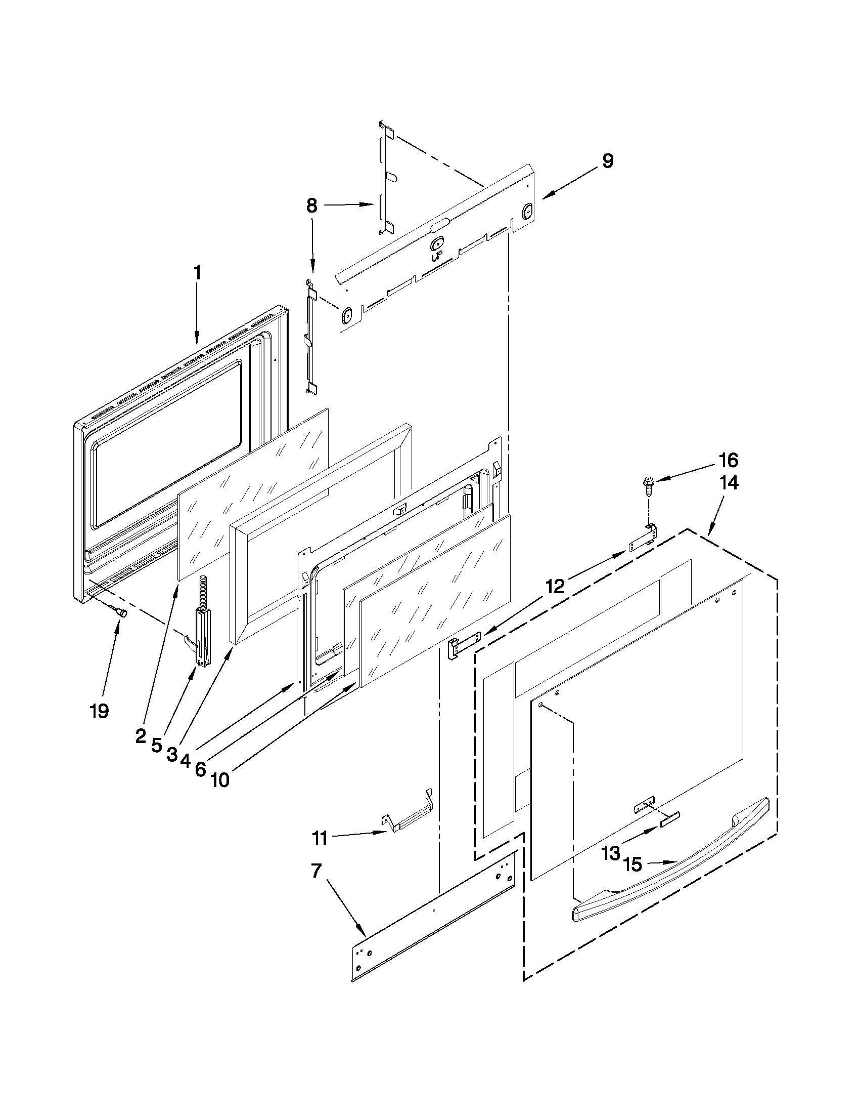 KitchenAid YKERS807SS04 door parts diagram