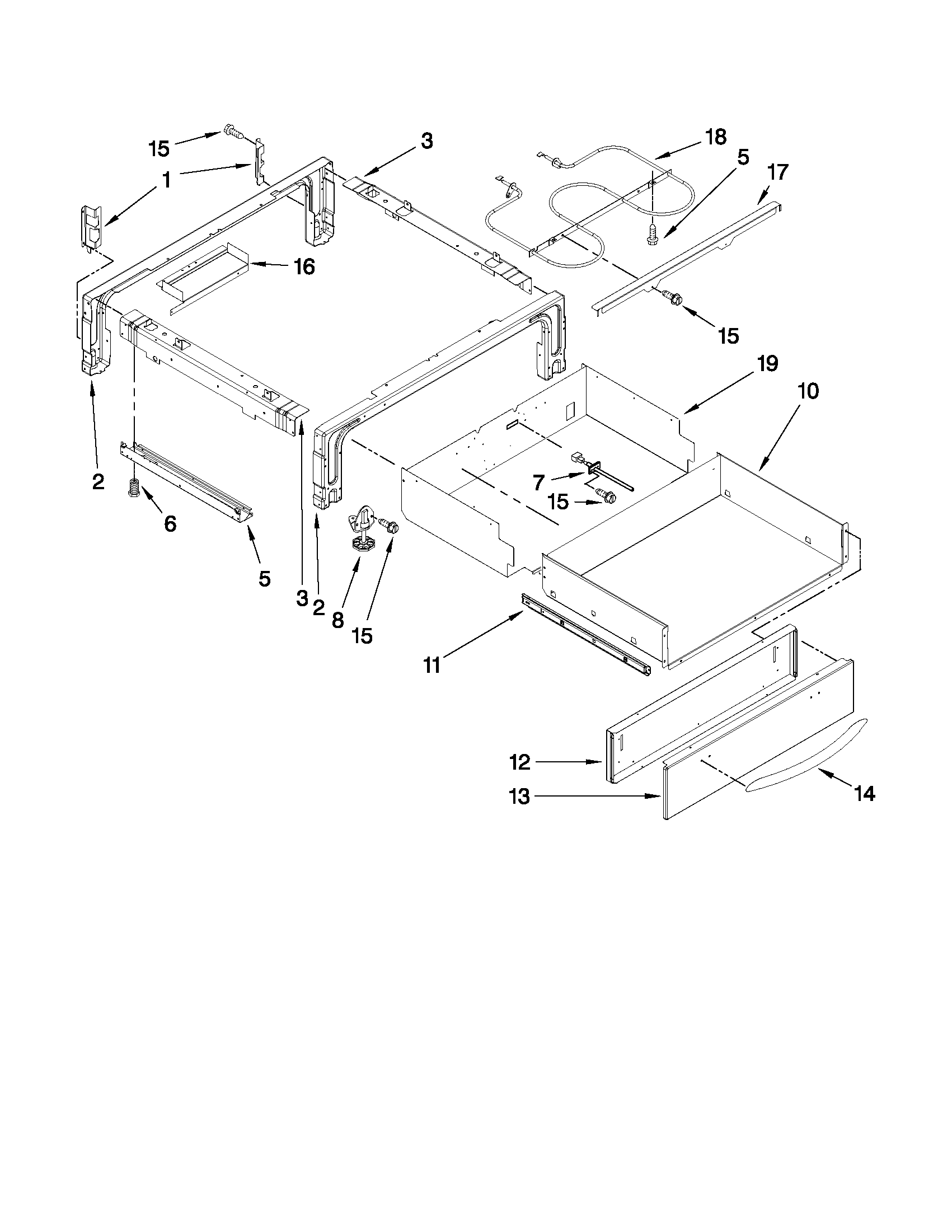 KitchenAid YKERS807SS04 drawer parts diagram