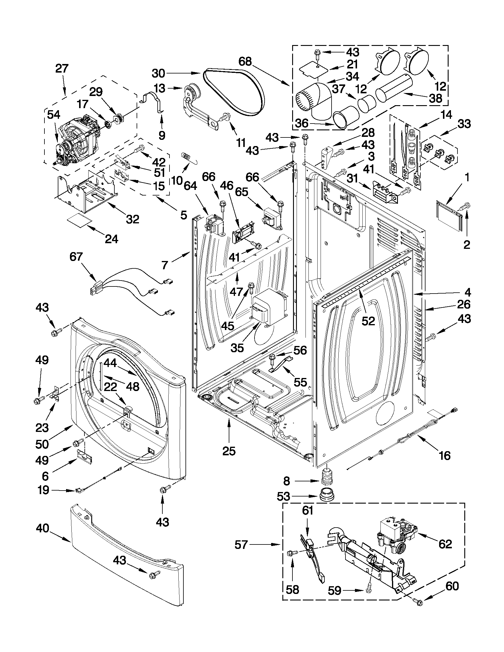 Whirlpool 3LCGD9100WQ2 cabinet parts diagram