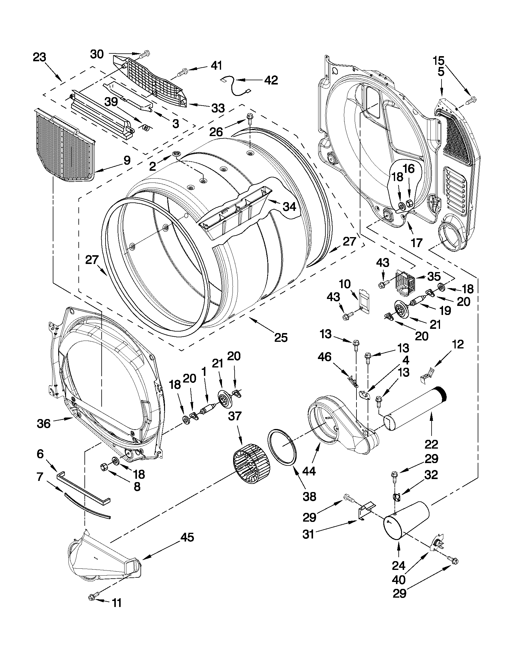 Whirlpool 3LCGD9100WQ2 bulkhead parts diagram