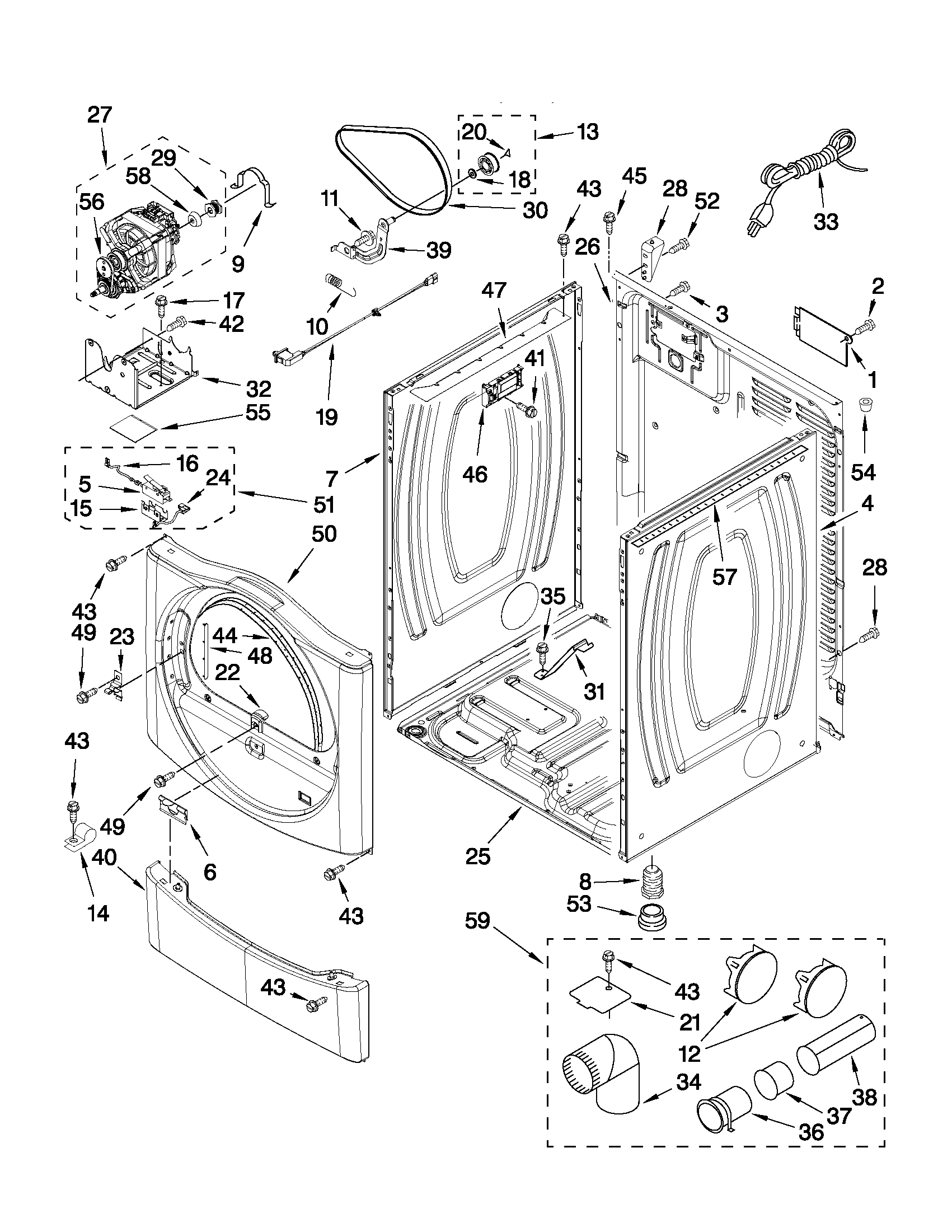 Maytag MDG22PDBXW0 cabinet parts diagram