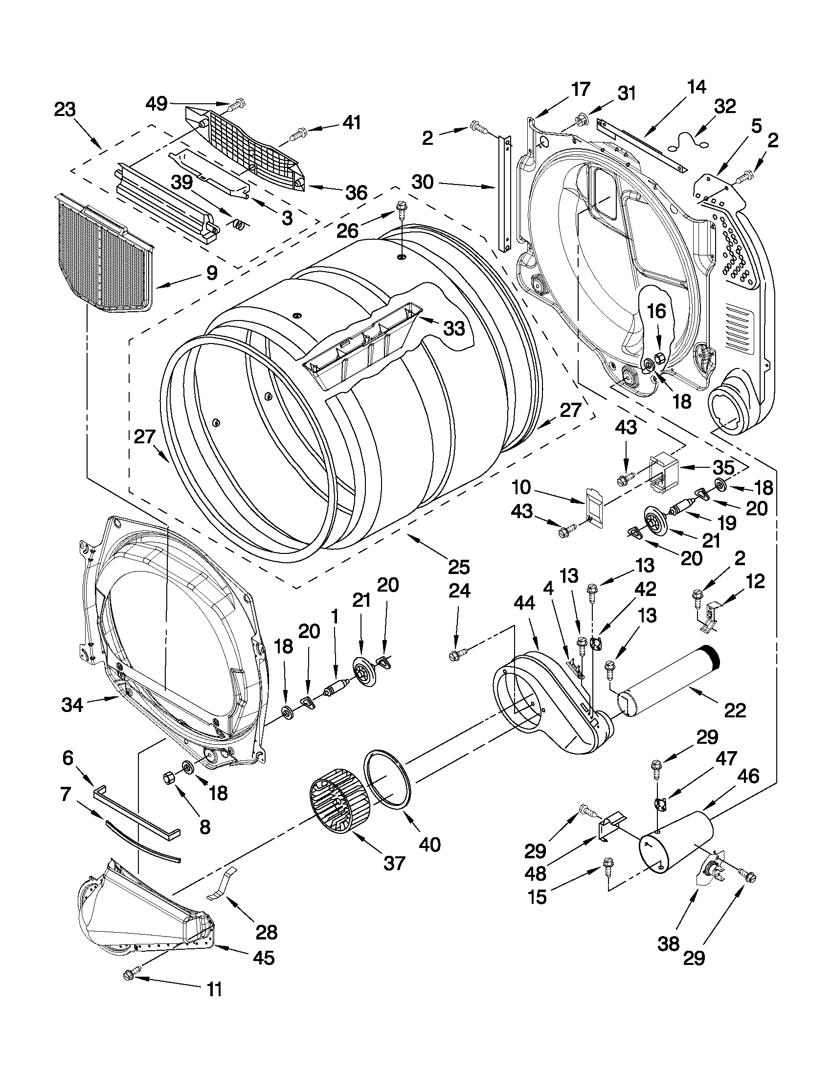 Maytag MDG22PDBXW0 bulkhead parts diagram