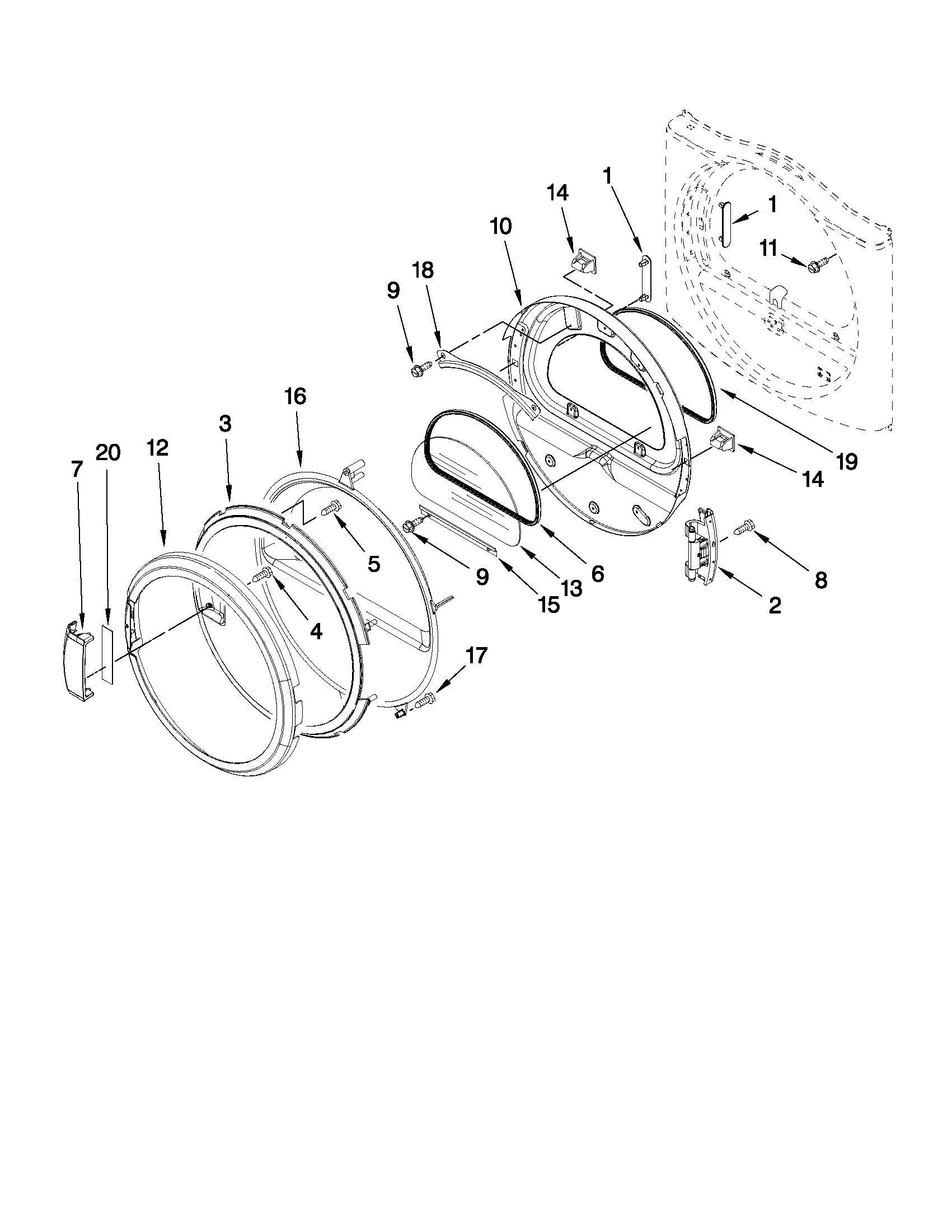 Maytag MDG22PDBXW0 door parts diagram