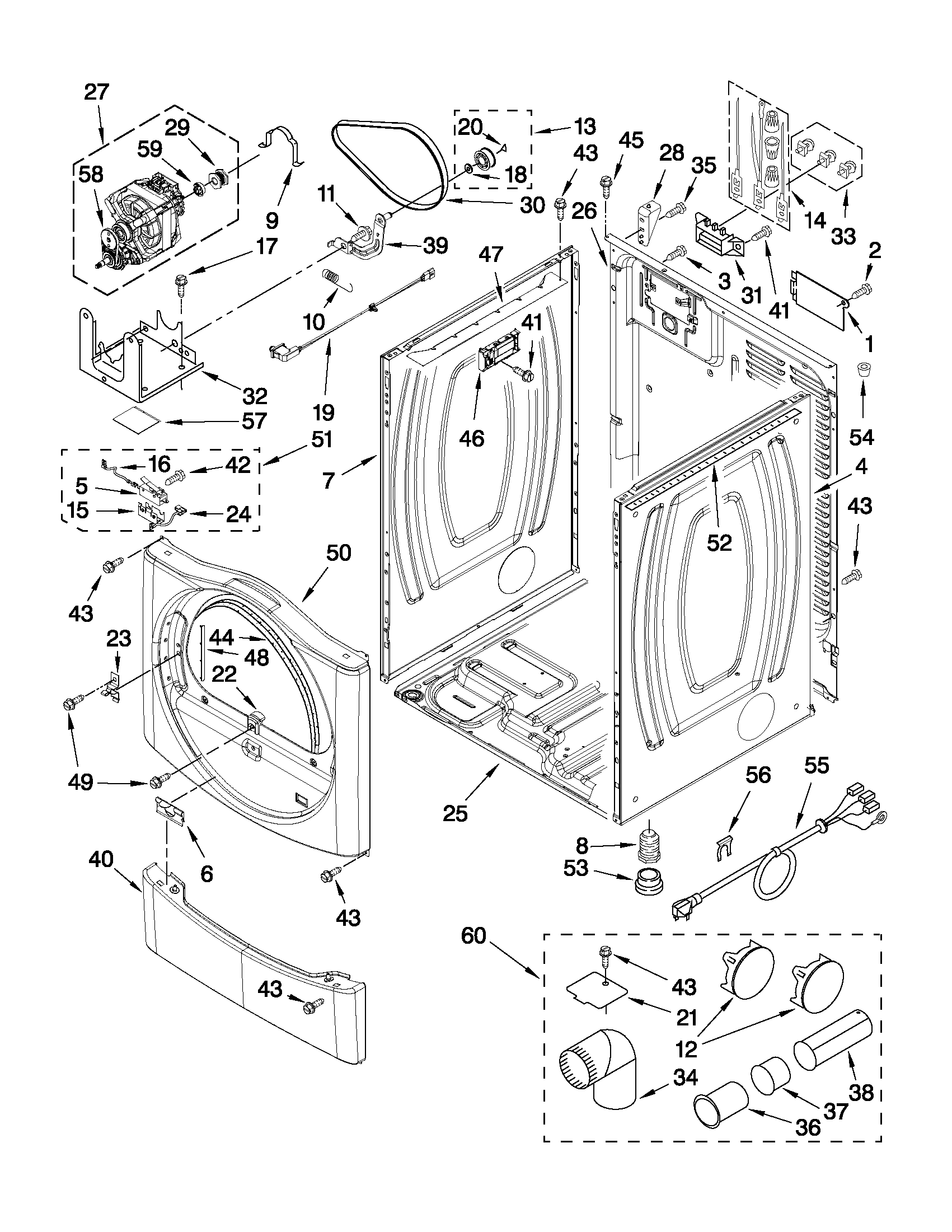 Maytag MDE22PDBZW0 cabinet parts diagram