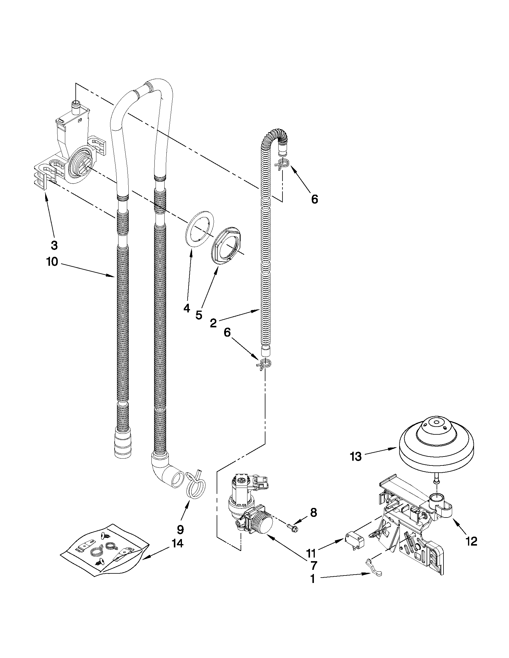 Maytag MDB4709PAW1 fill, drain and overfill parts diagram