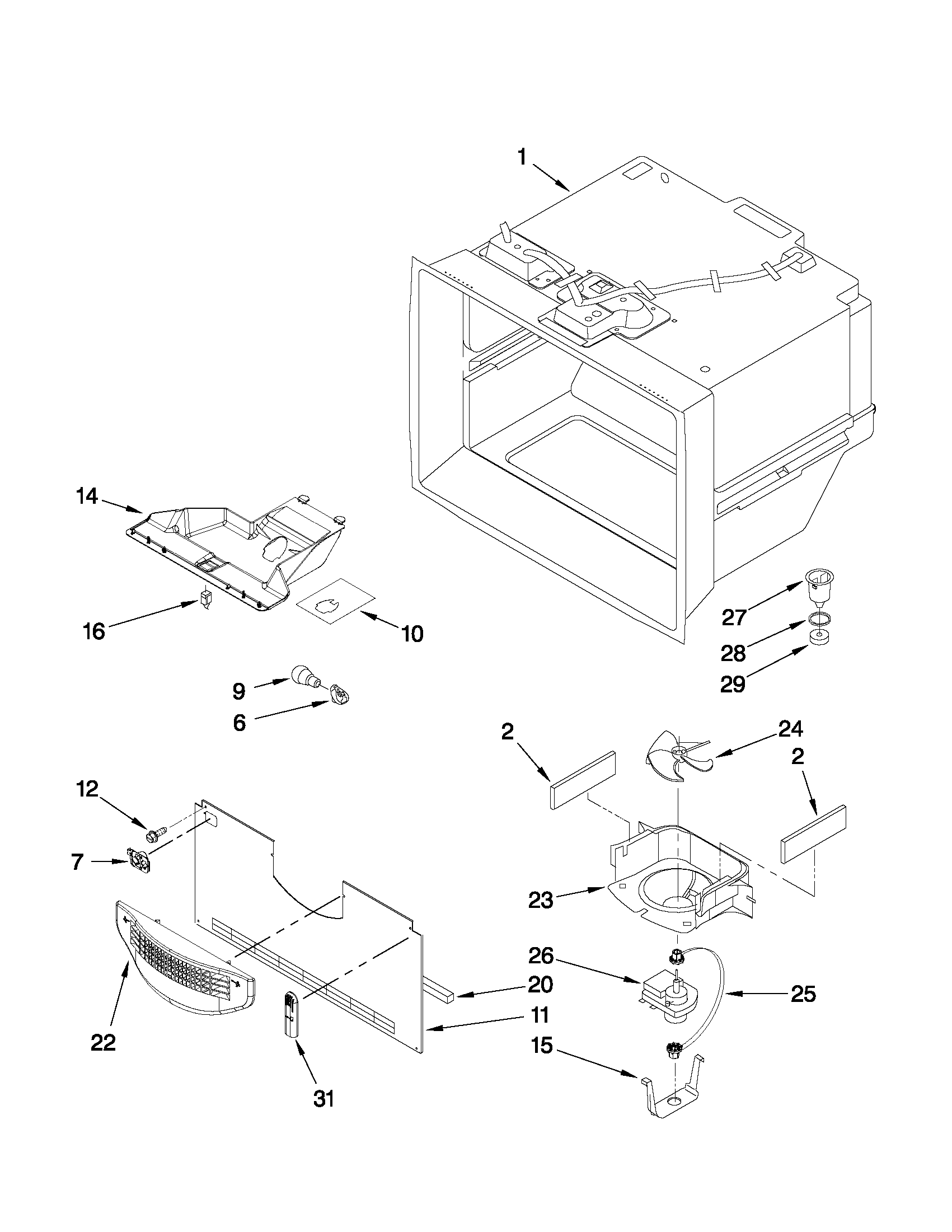 Maytag MBR1953YES3 freezer liner parts diagram