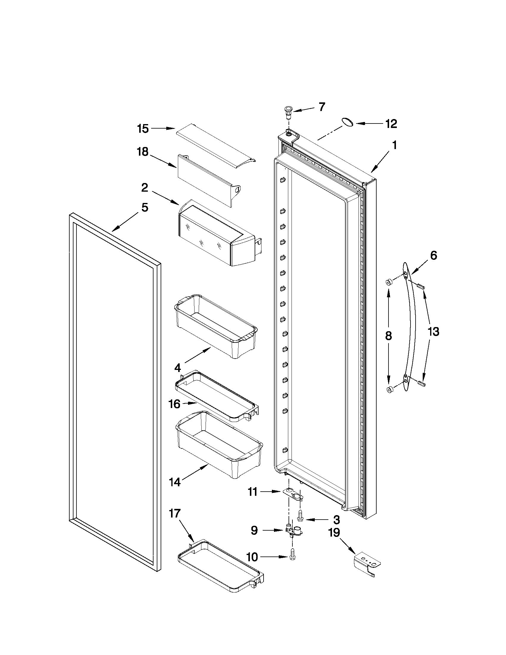 KitchenAid KSF26C6XYY03 refrigerator door parts diagram