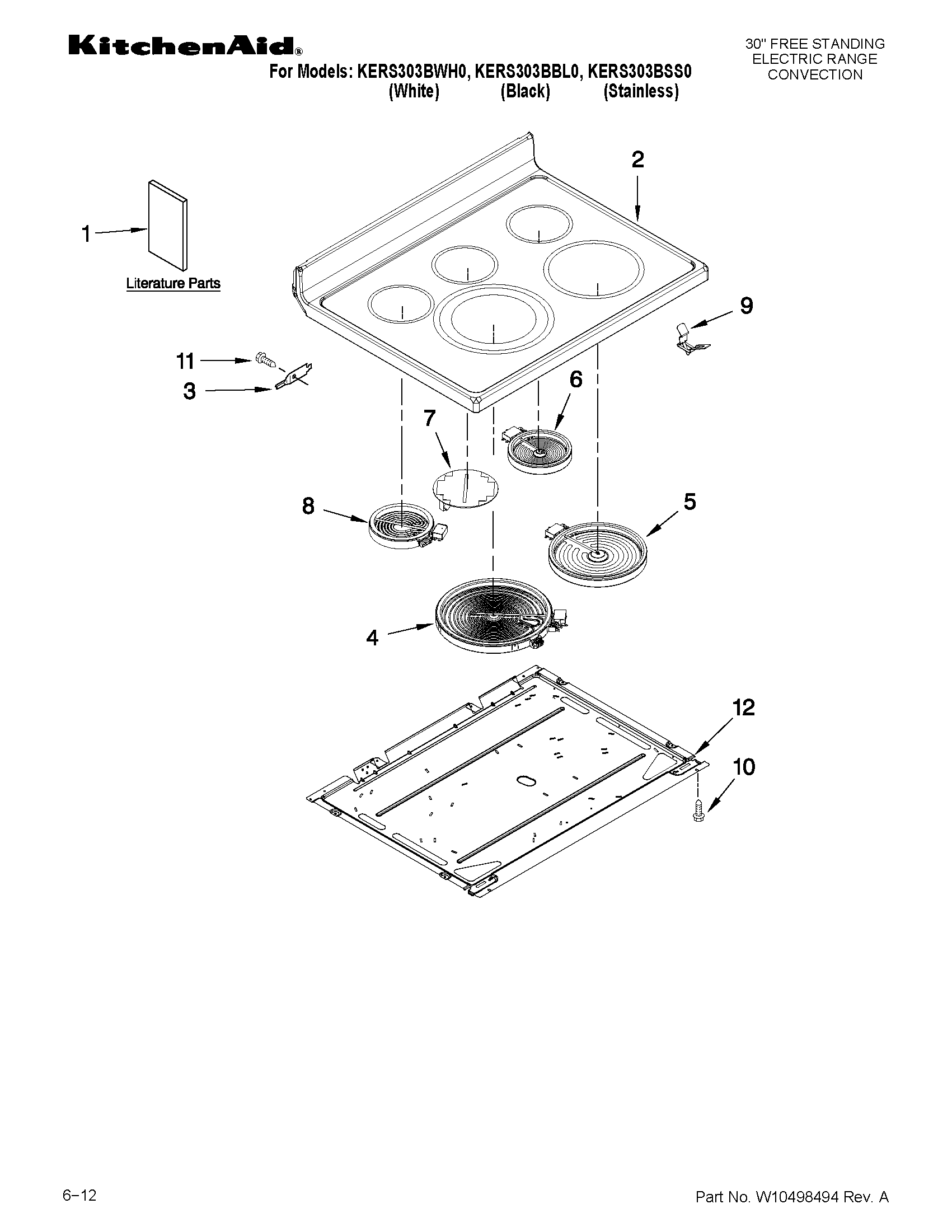 KitchenAid KERS303BBL0 cooktop parts diagram