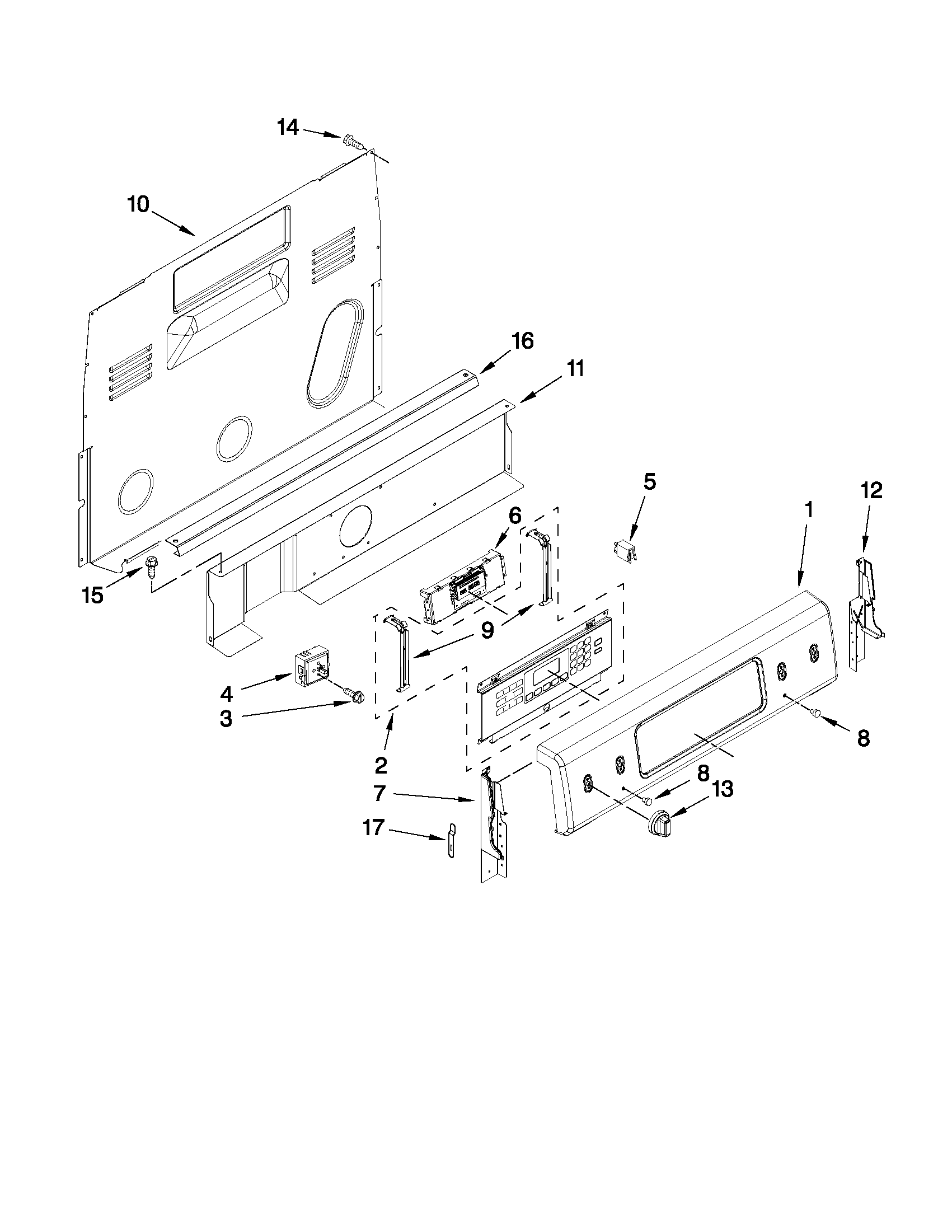 KitchenAid KERS303BBL0 control panel parts diagram