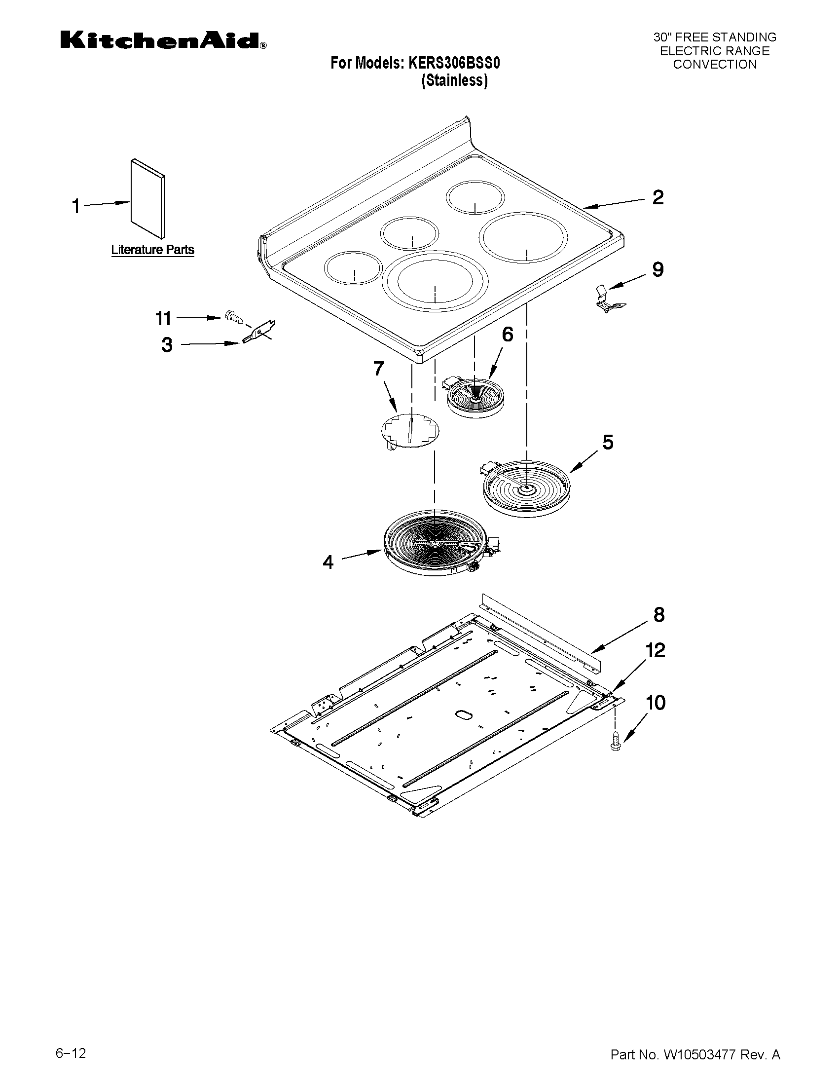 KitchenAid KERS306BSS0 cooktop parts diagram