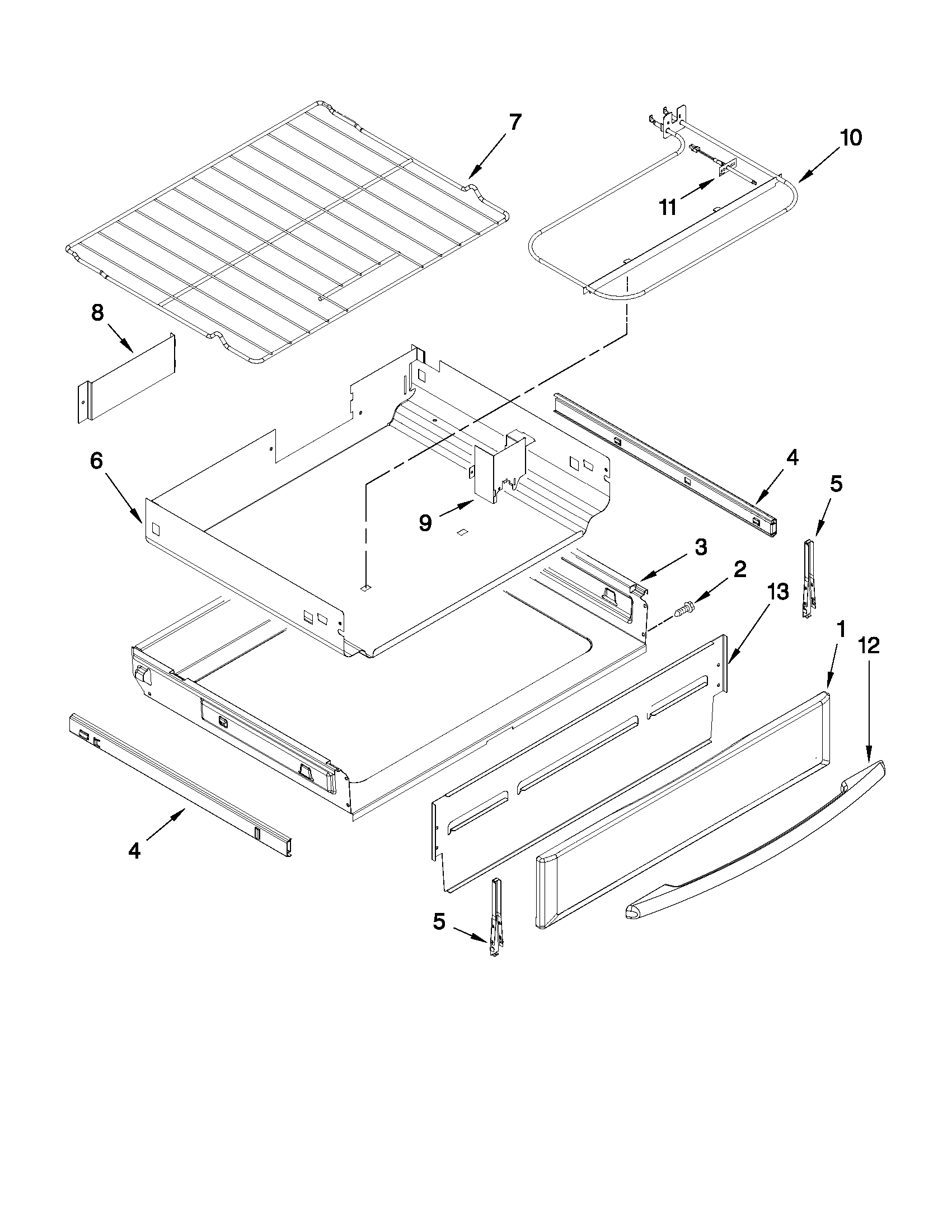 KitchenAid KERS306BSS0 drawer and rack parts diagram