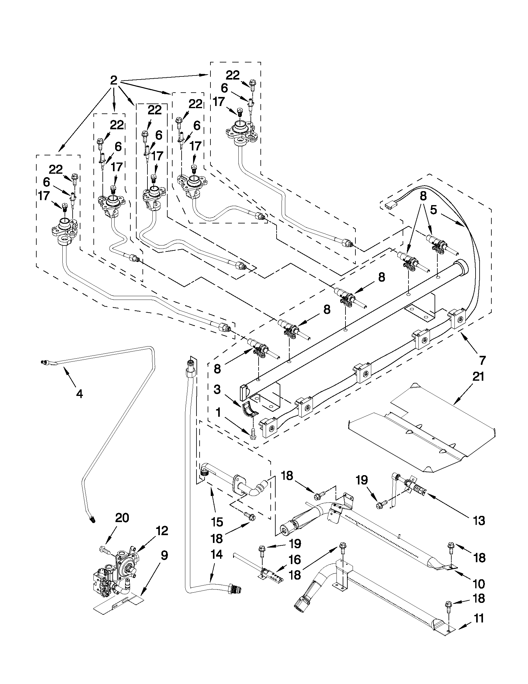 KitchenAid KGRS303BBL0 manifold parts diagram