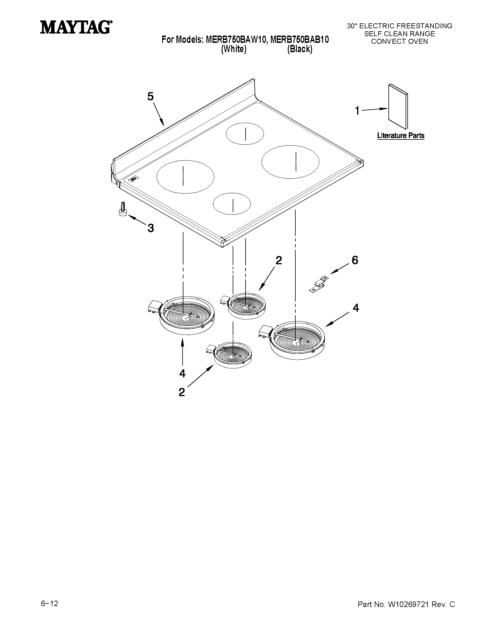 Maytag MERB750BAB10 cooktop parts diagram