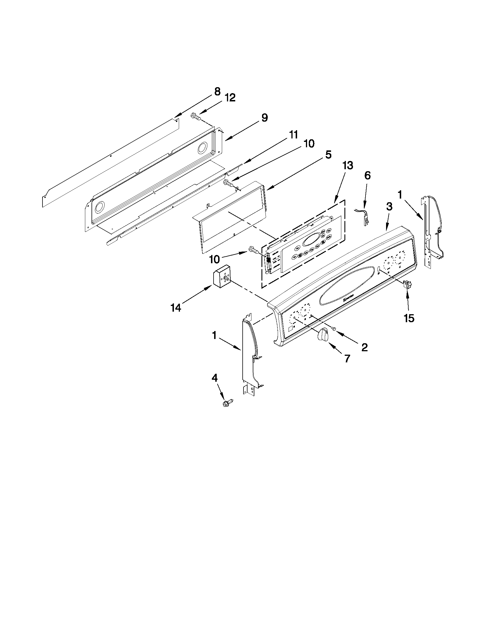 Maytag MERB750BAB10 control panel parts diagram