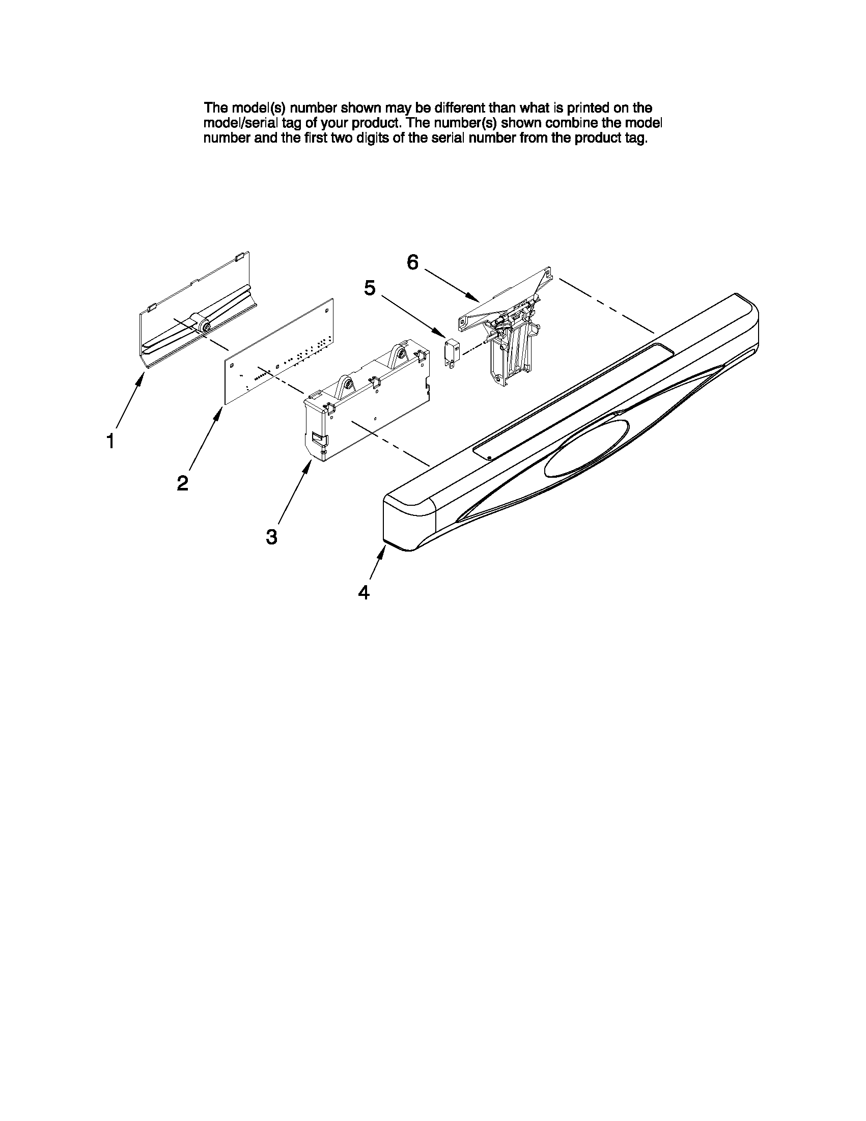 Amana ADB2500AWB2 control panel and latch parts diagram