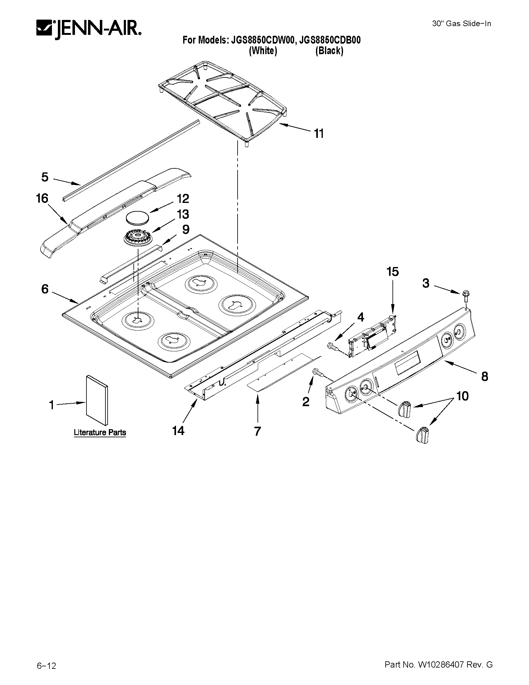 Jenn-Air JGS8850CDB00 cooktop parts diagram