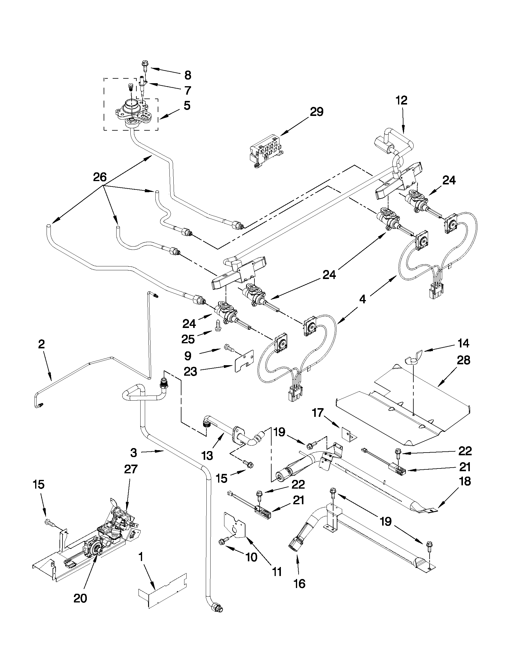 Jenn-Air JGS8850CDB00 manifold parts diagram