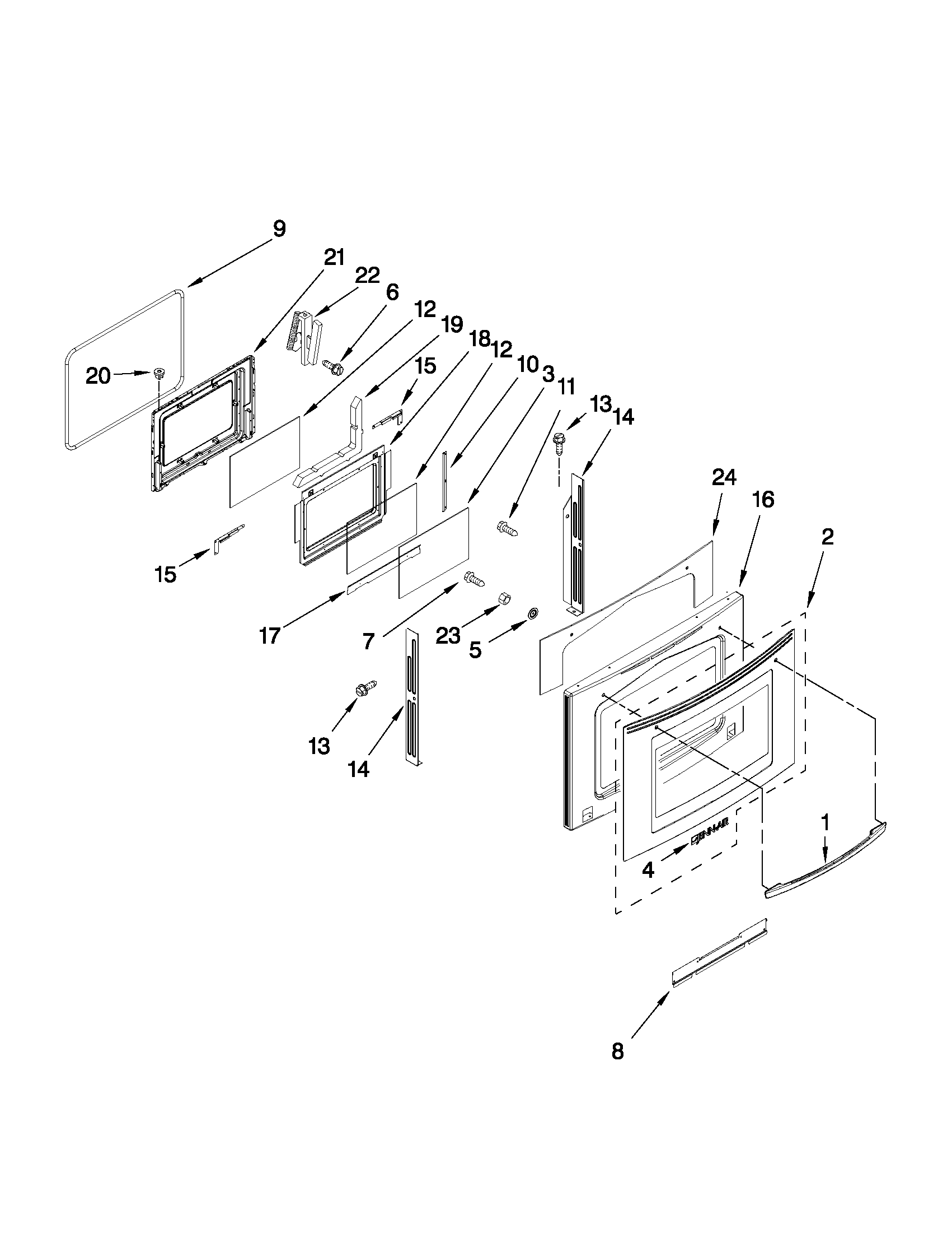 Jenn-Air JGS8850CDB00 door parts diagram