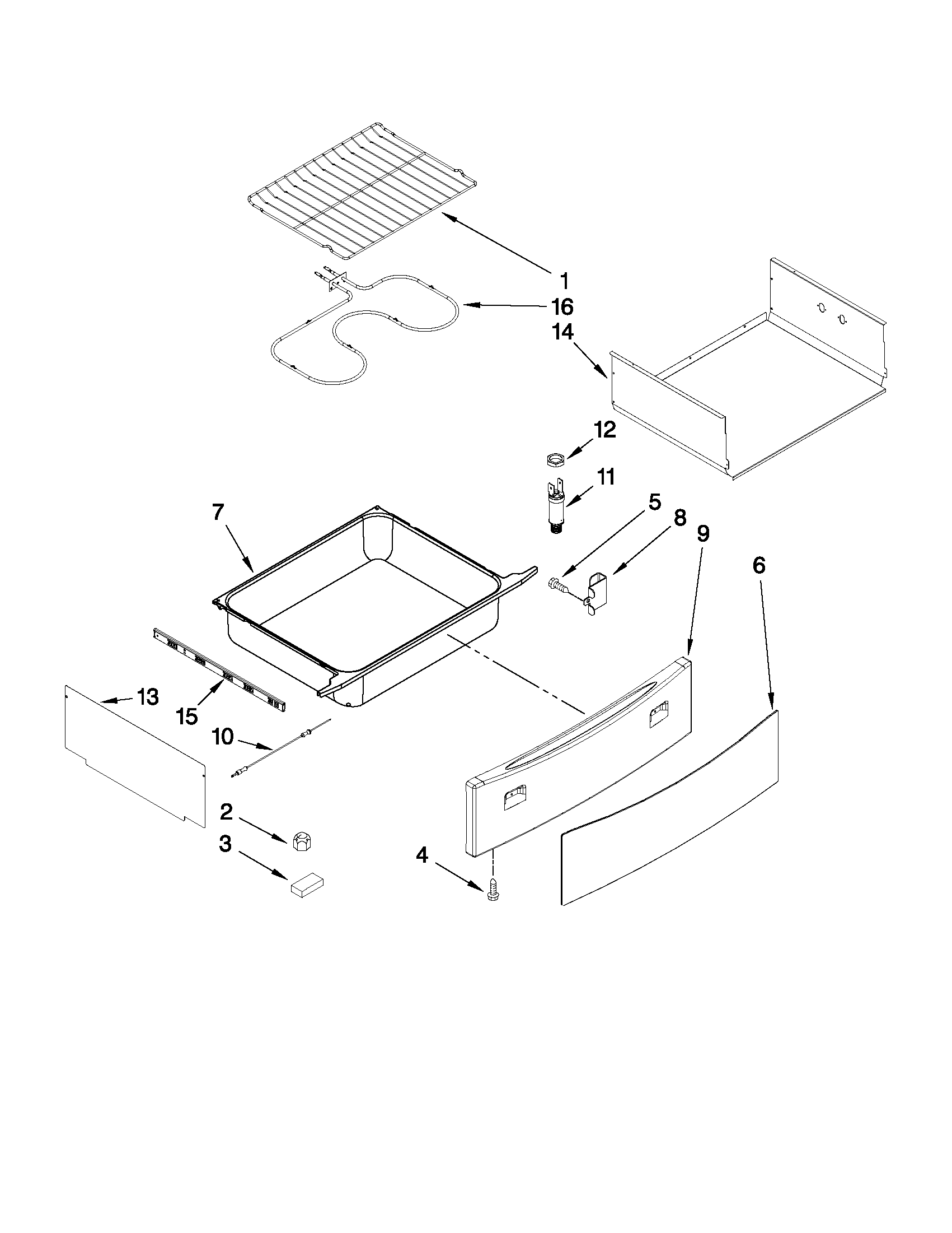 Jenn-Air JGS8850CDB00 drawer and rack parts diagram