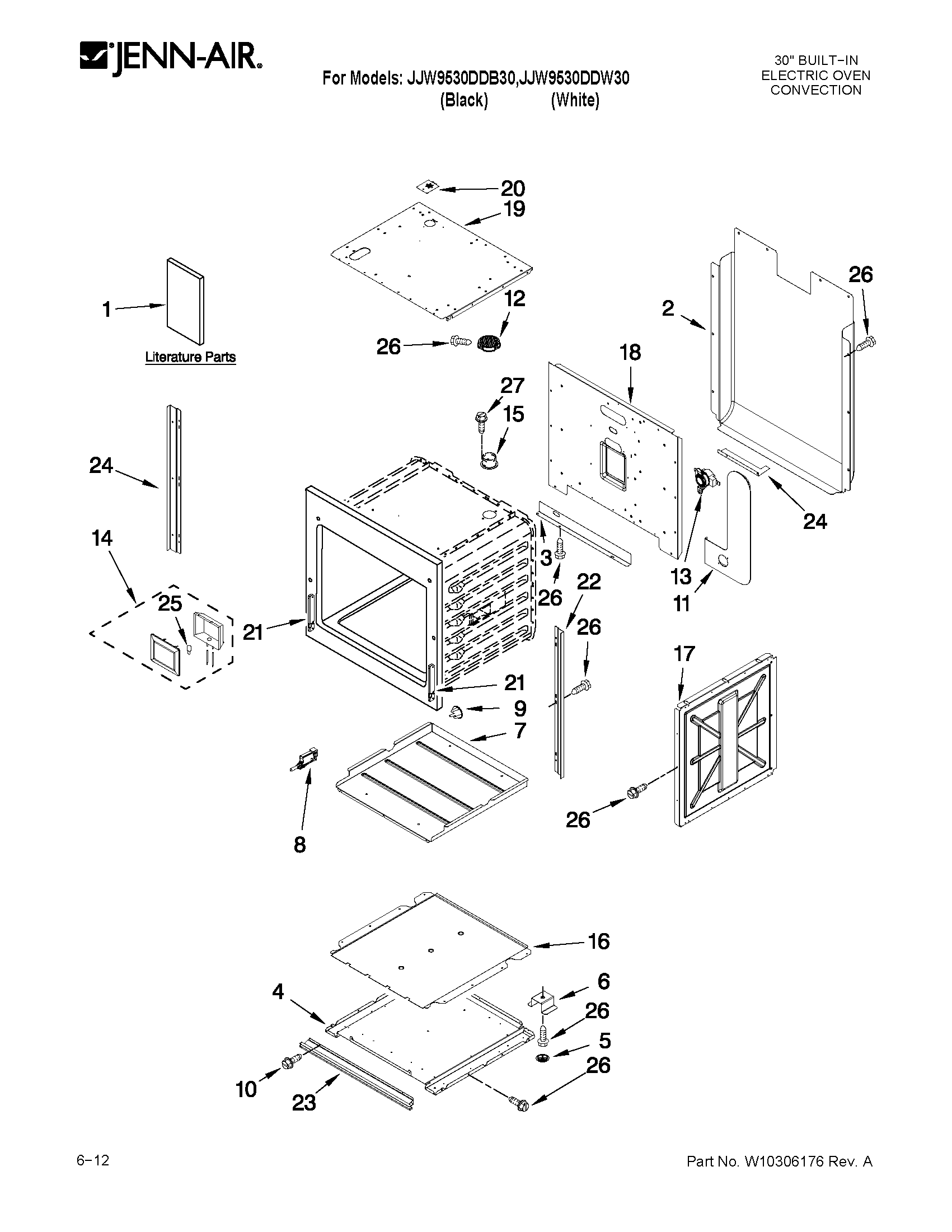 Jenn-Air JJW9530DDB30 oven parts diagram