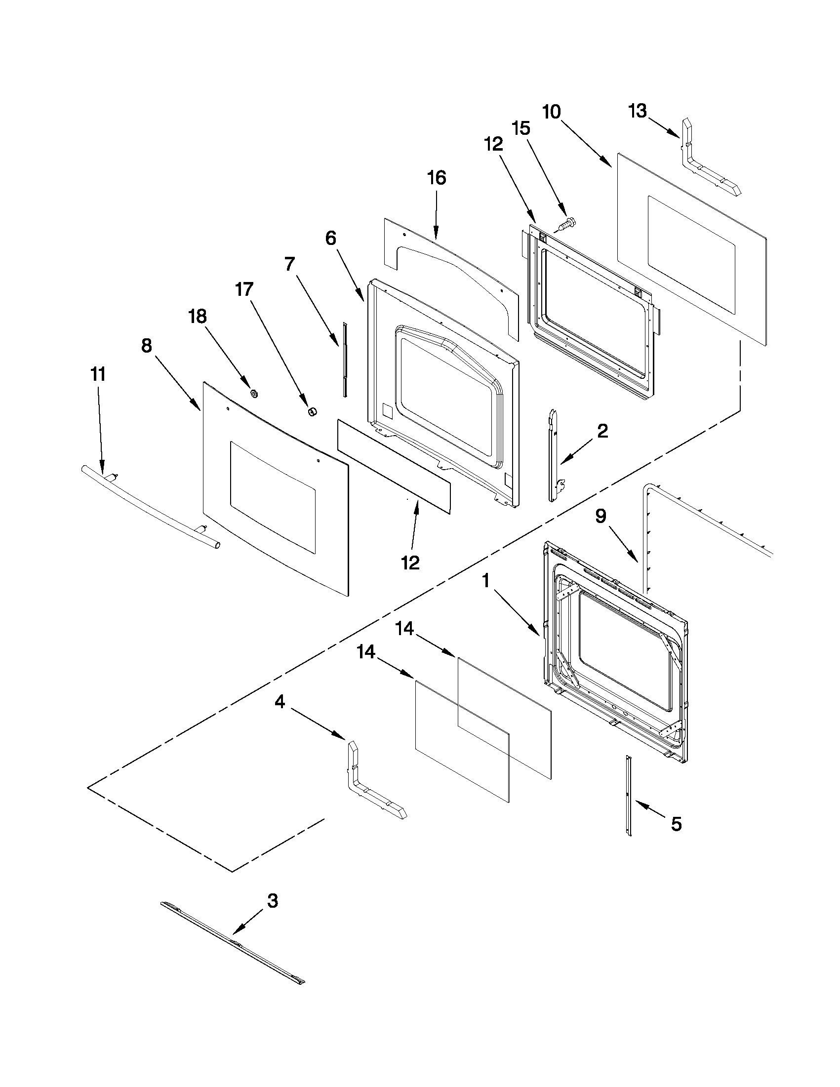 Jenn-Air JJW9530DDB30 oven door parts diagram