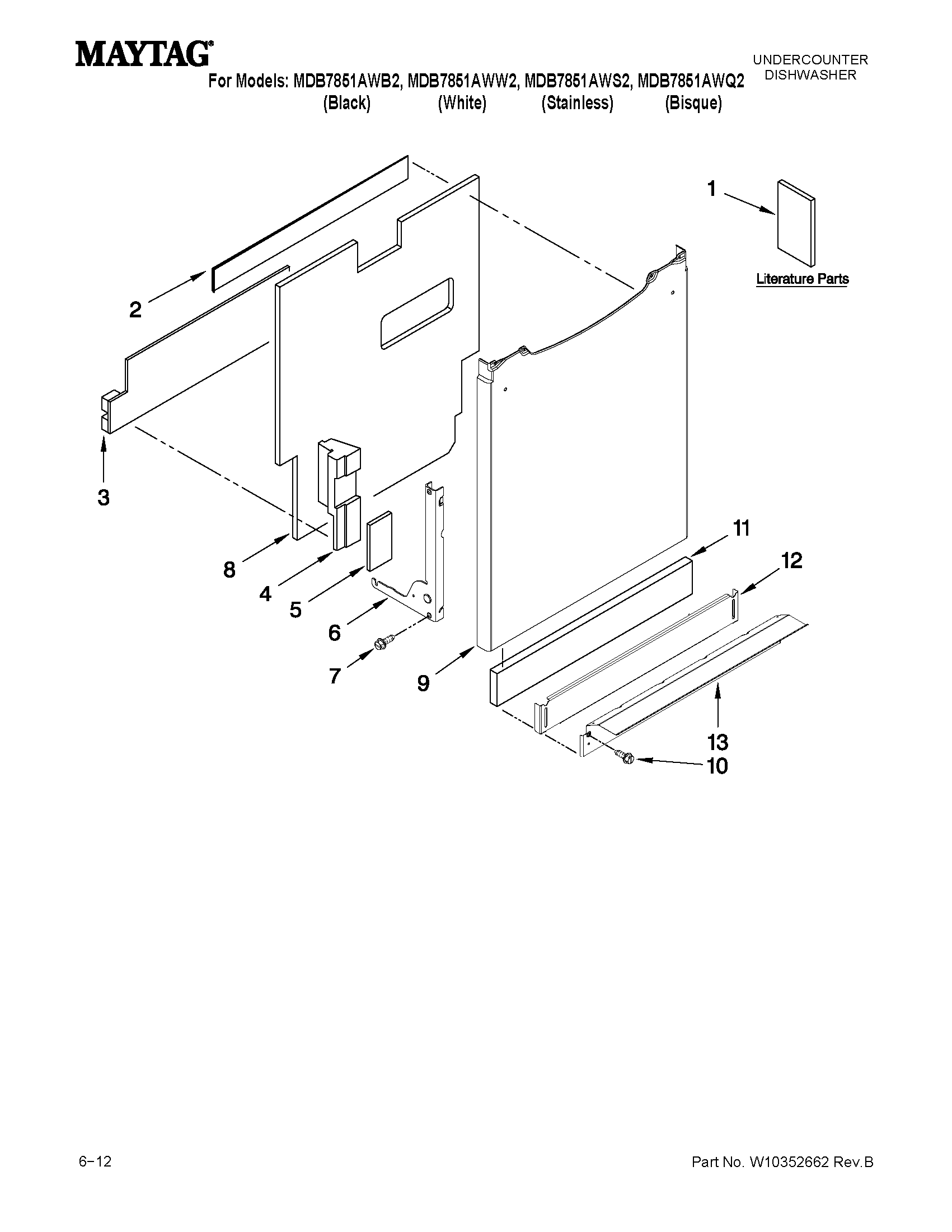 Maytag MDB7851AWB2 door and panel parts diagram