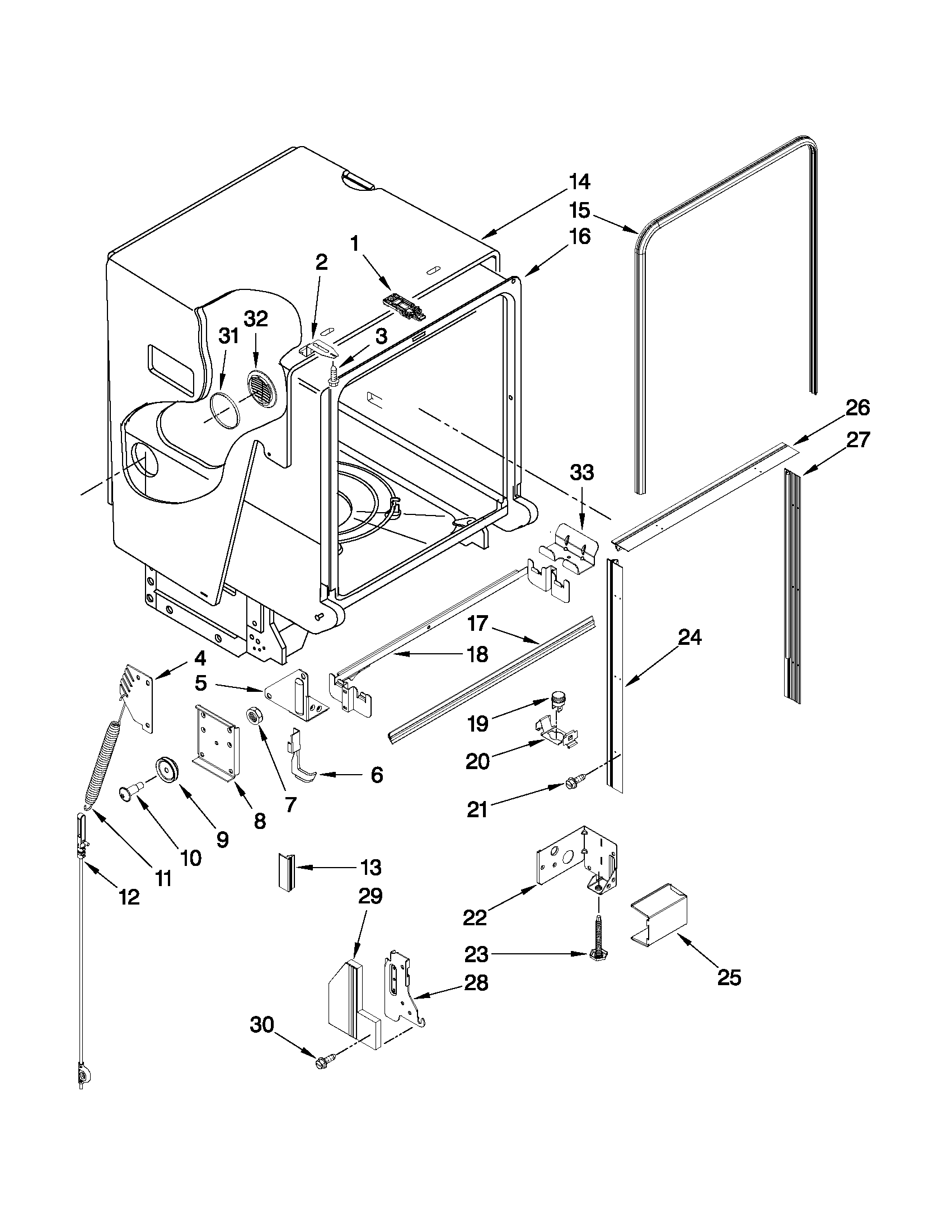 Maytag MDB7851AWB2 tub and frame parts diagram