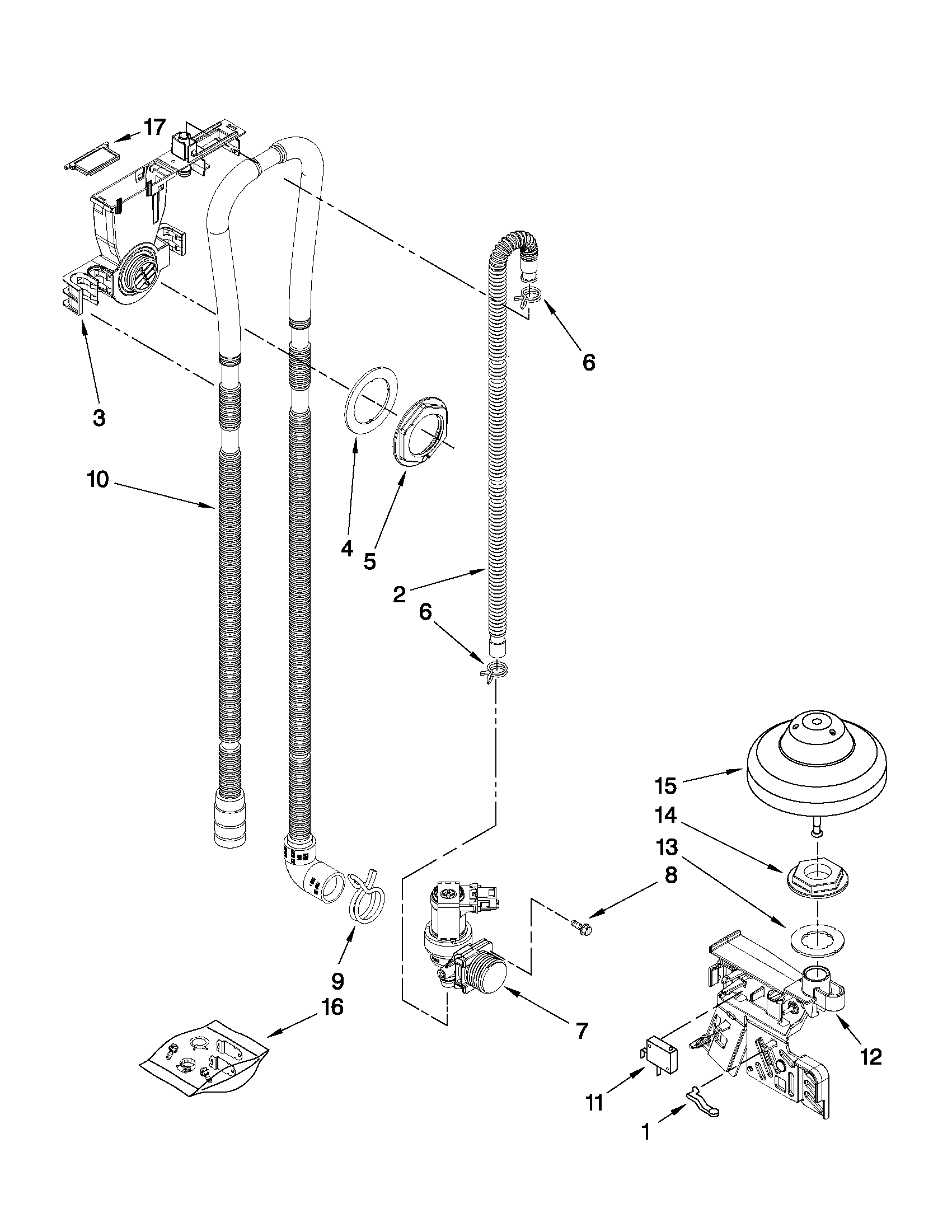 Maytag MDB8949SAB1 fill, drain and overfill parts diagram