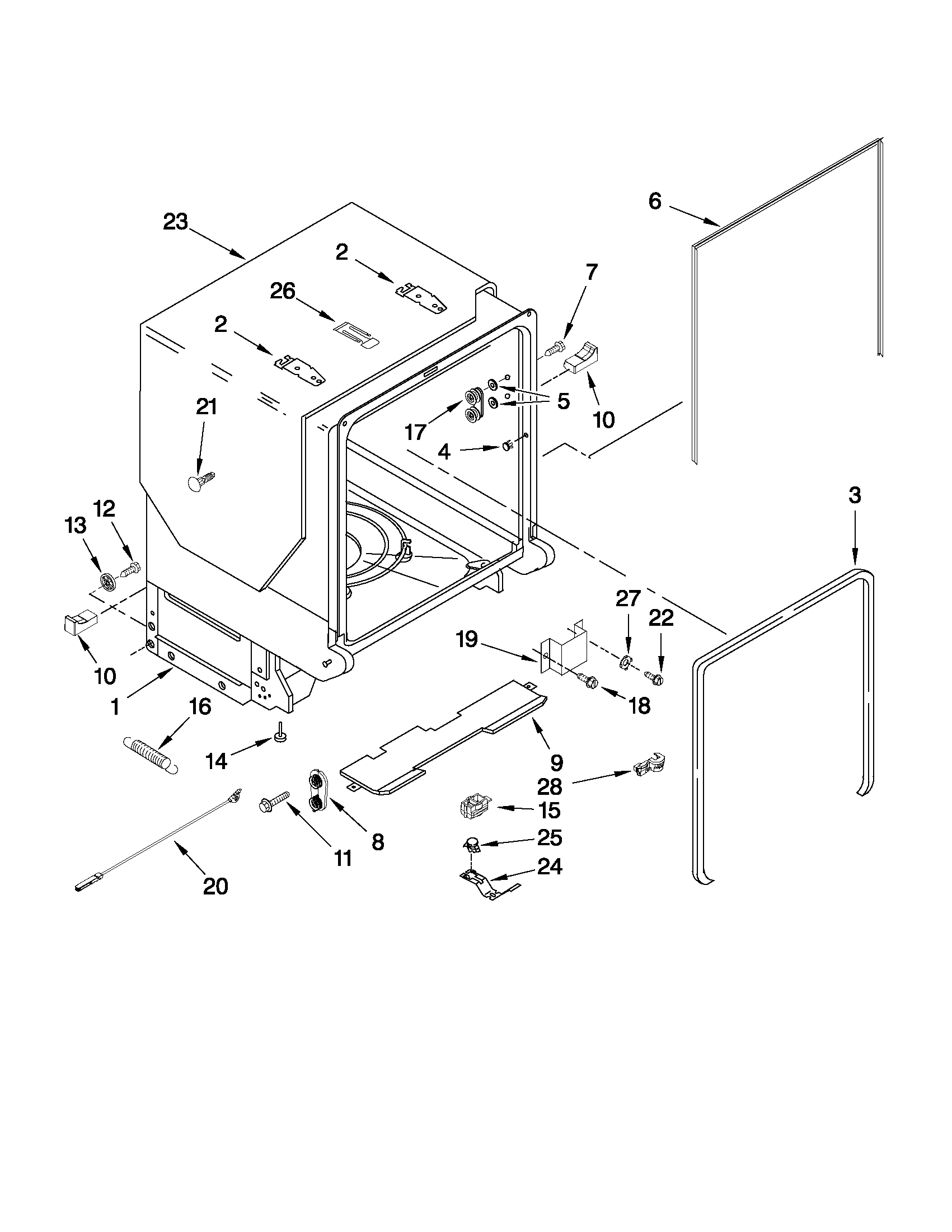 Maytag MDB8949SAB1 tub and frame parts diagram