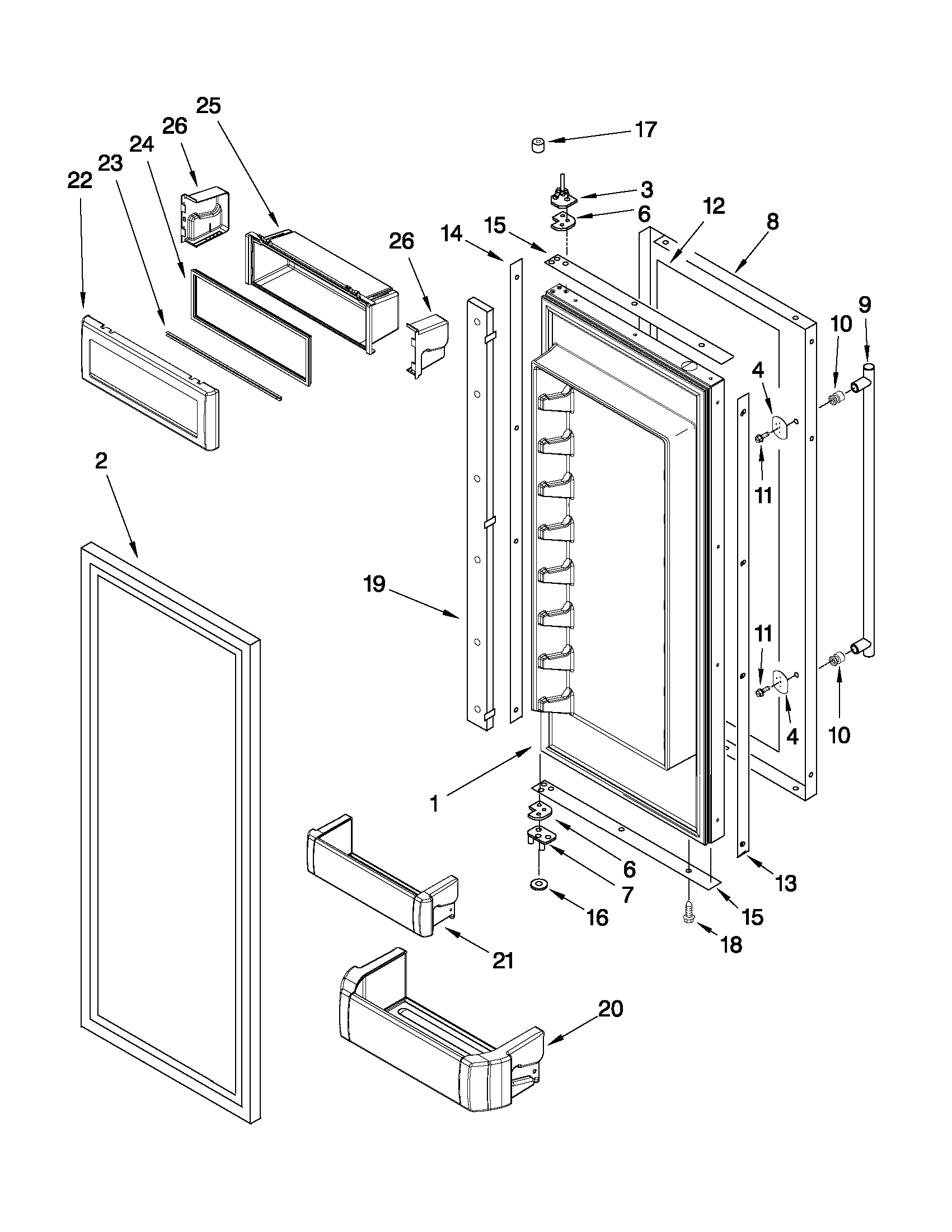 Jenn-Air JF42SSFXDA00 refrigerator door parts diagram